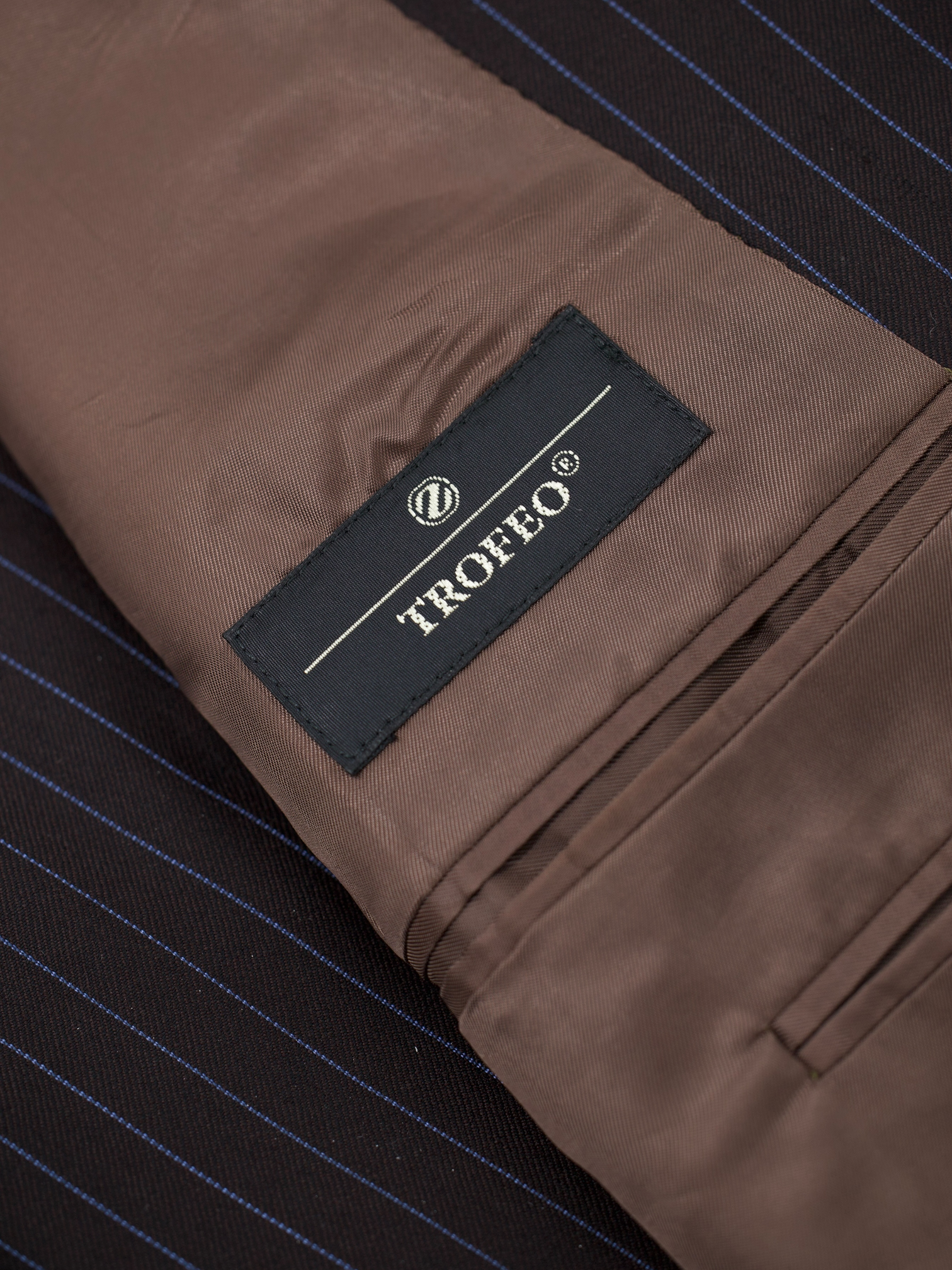 Ermenegildo Zegna Vintage Dark Brown & Light Blue Trofeo Wool Pinstripe Suit
