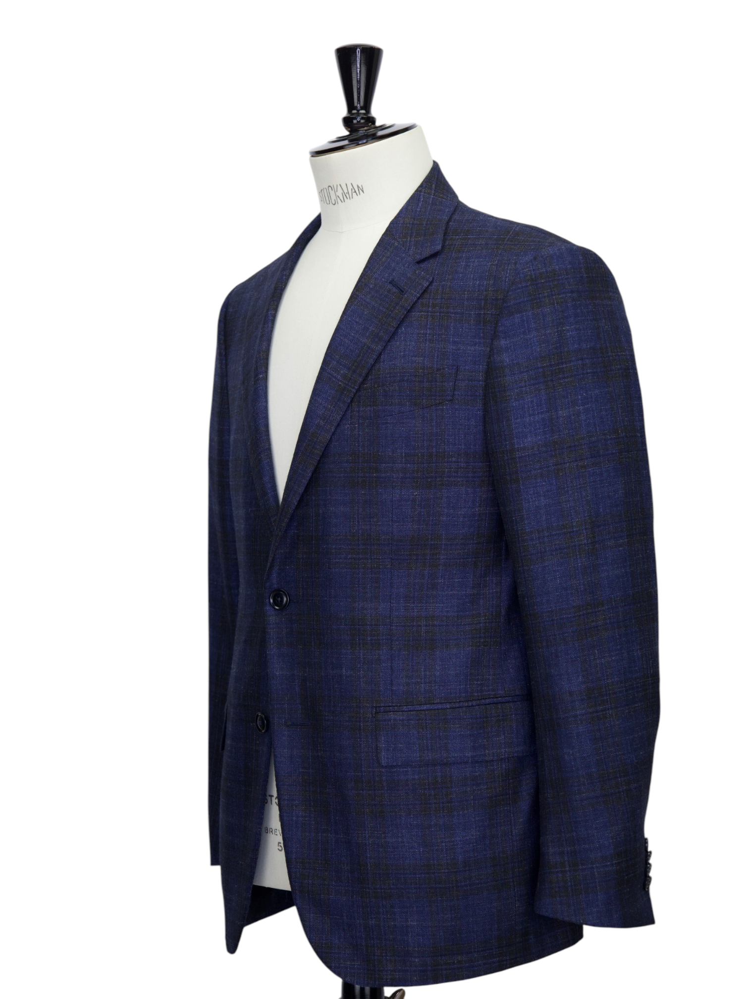 Ermenegildo Zegna Dark Indigo Blue Wool, Silk, Cashmere & Linen Glenplaid Jacket