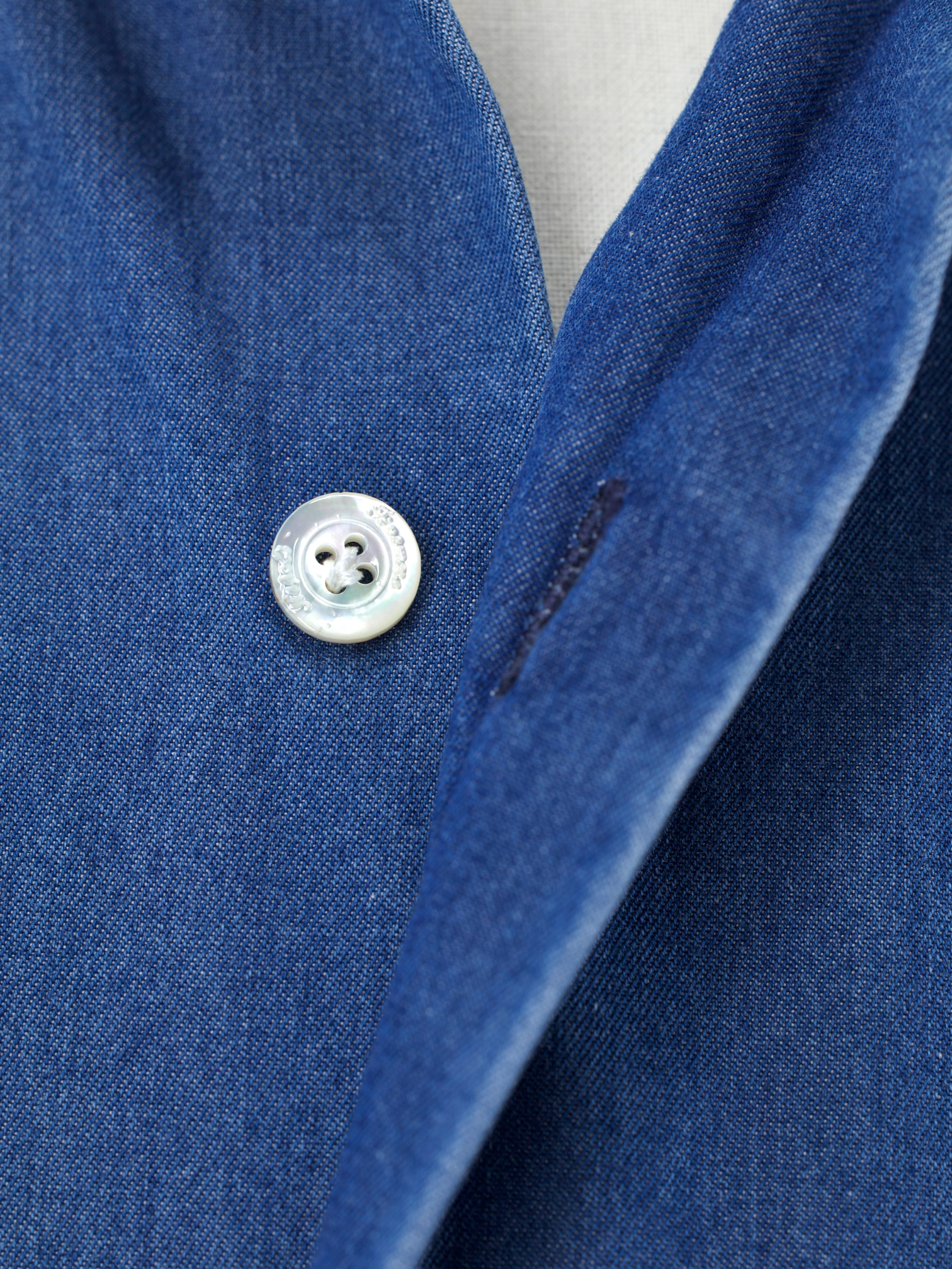 Finamore Blue Pure Cotton “Esclusiva” Sartorial Denim Shirt