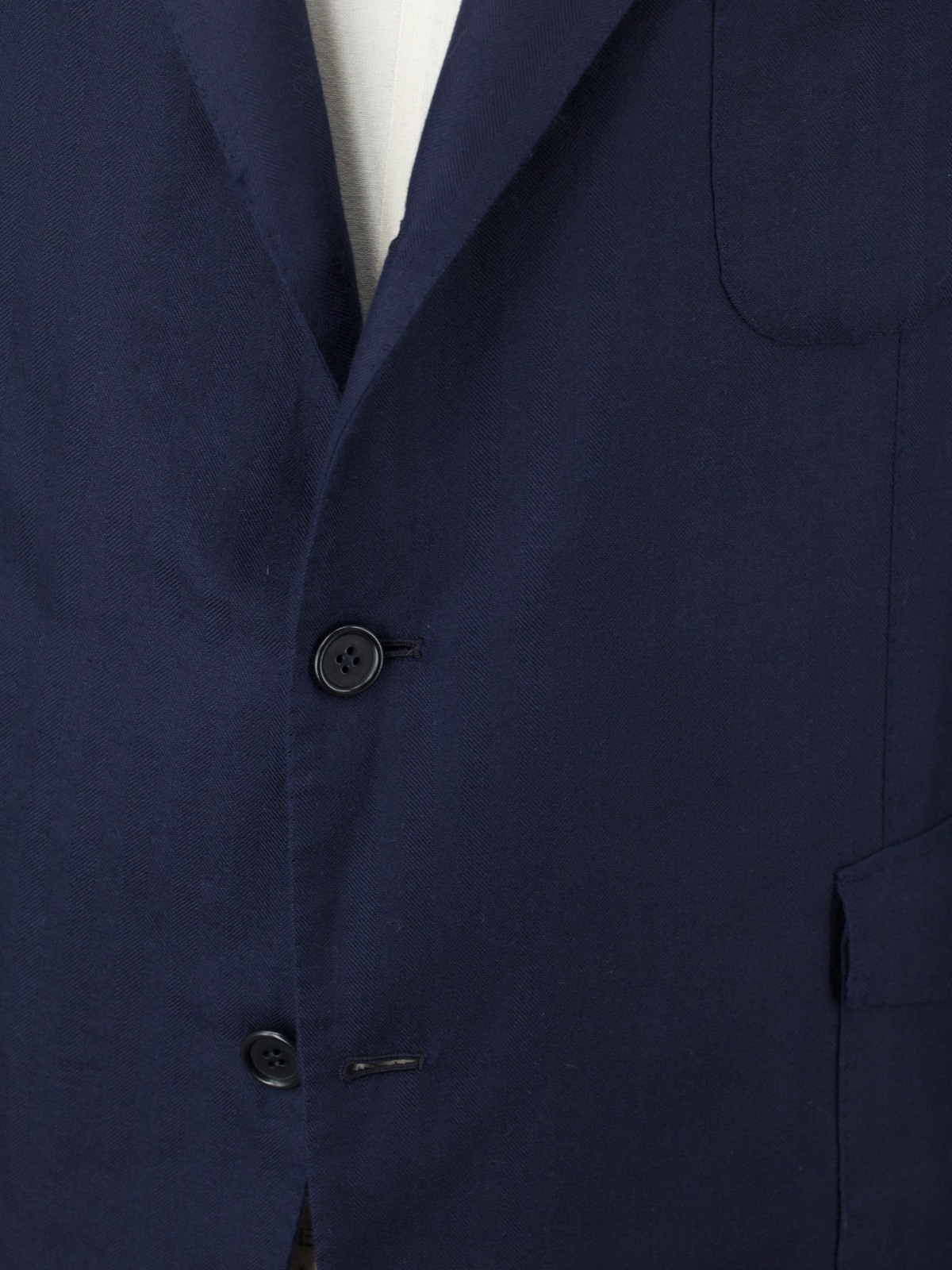 Orazio Luciano Navy Cashmere & Silk Safari-Style Herringbone Jacket