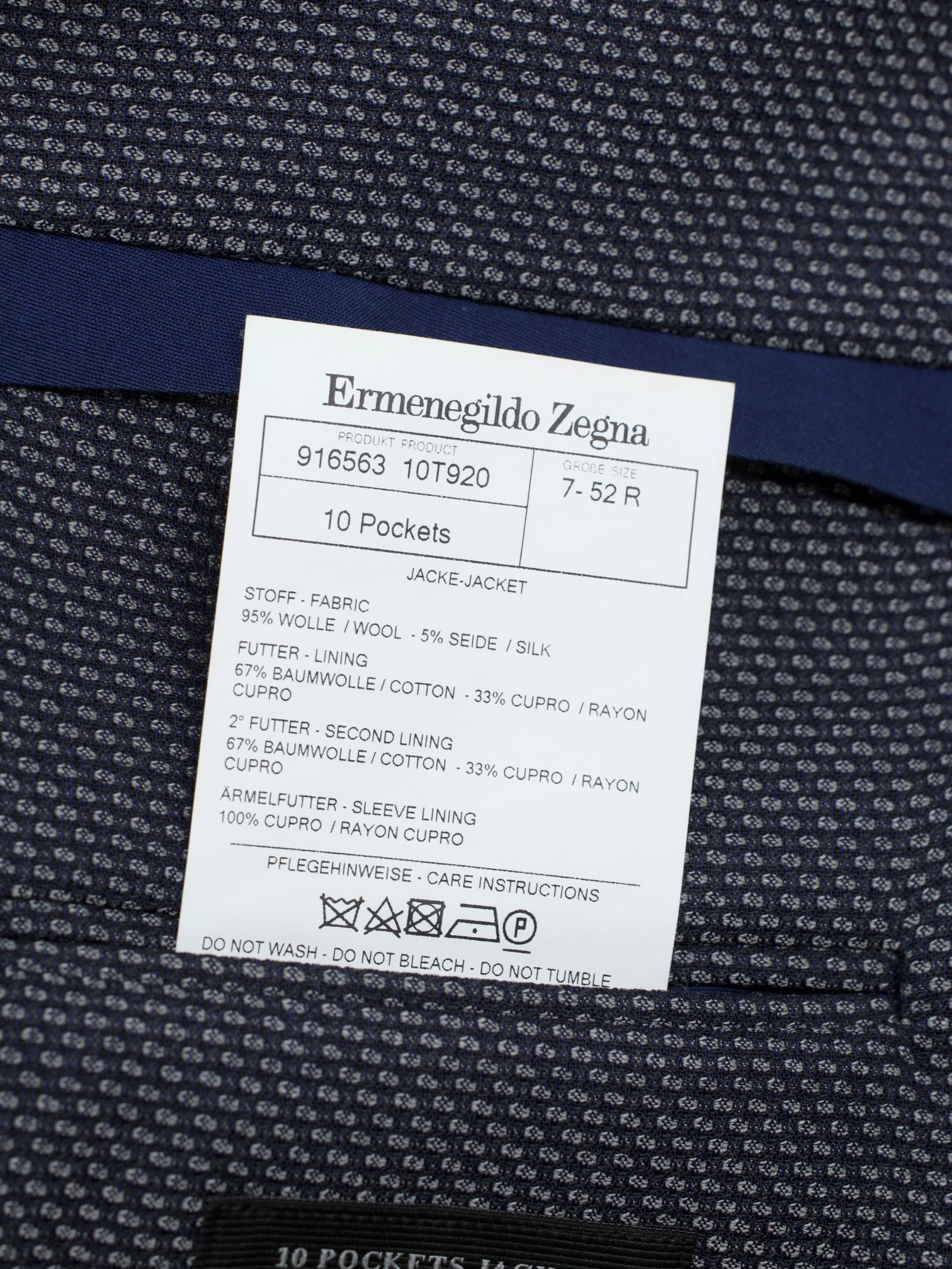 Ermenegildo Zegna Steel Grey "Cool Effect" Wool Micro-Pattern Jacket