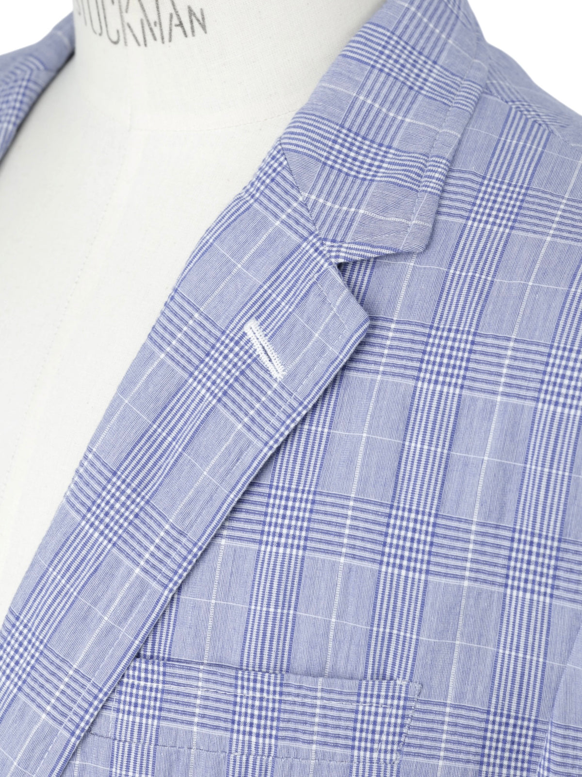 Ralph Lauren Light Blue Seerucker-Inspired Cotton-Stretch Checkered Jacket