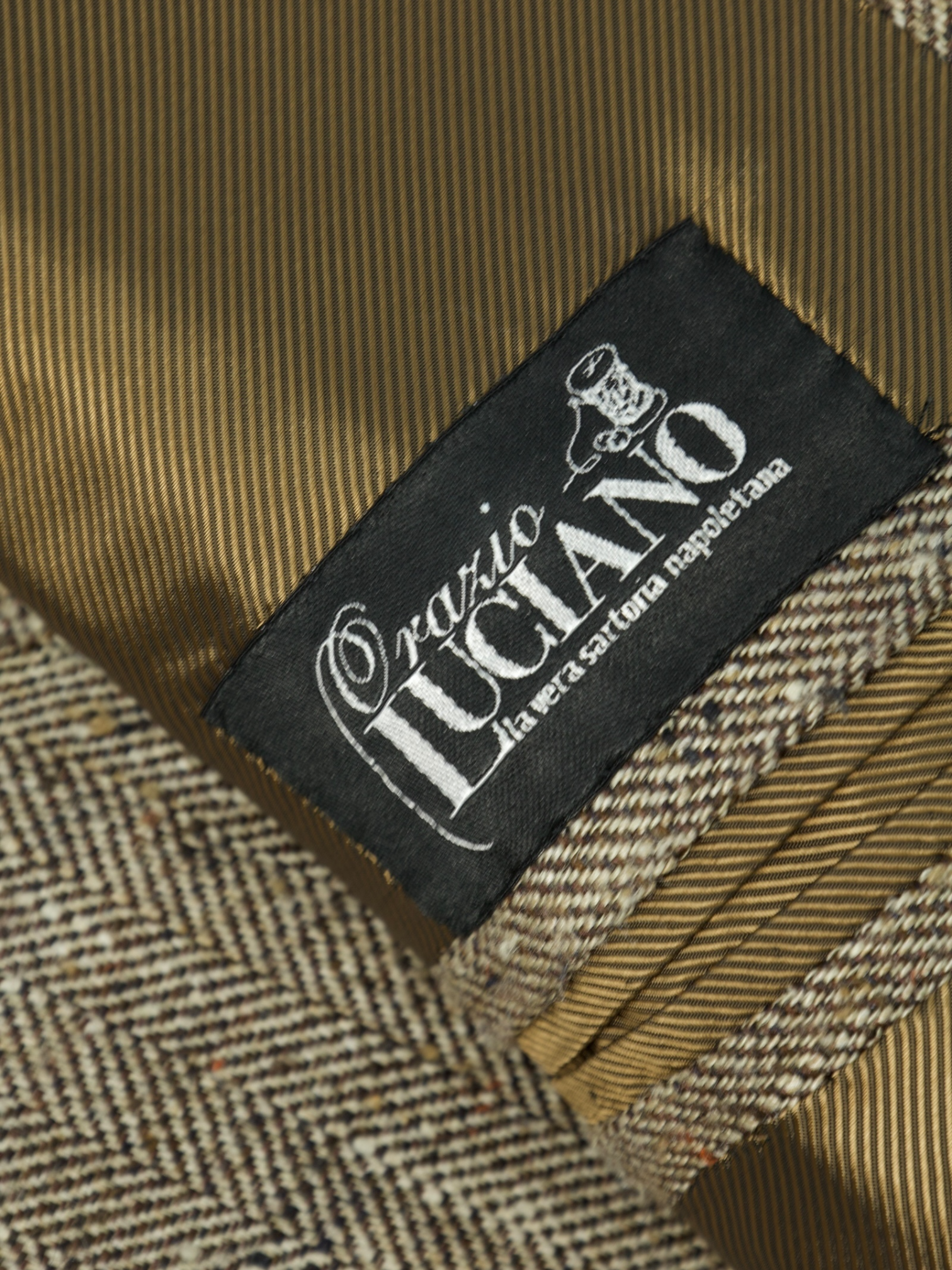 Orazio Luciano Beige Silk & Linen Irish Donegal Jacket