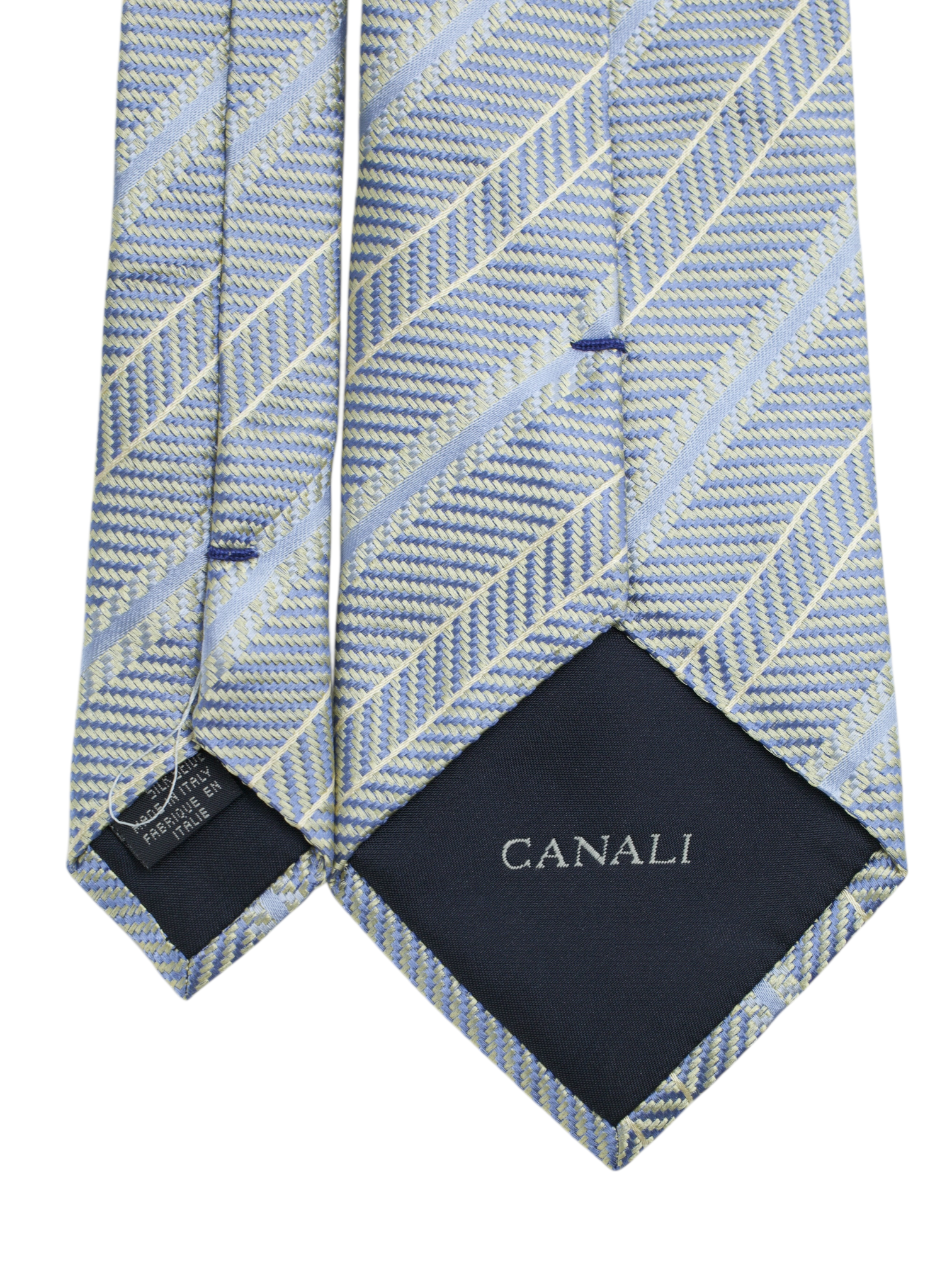 Canali Grey & Light Blue Silk Multi-Striped Business Tie