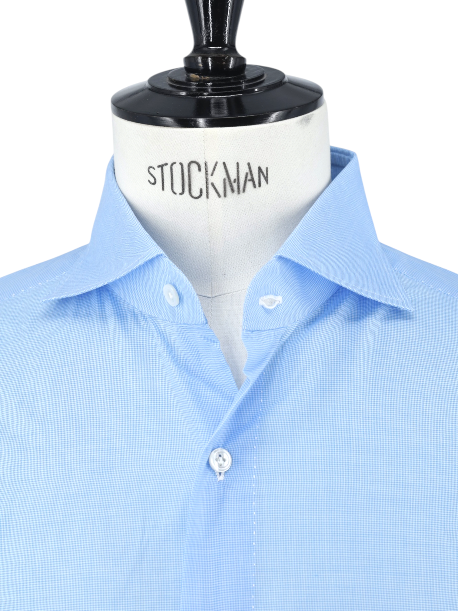 Finamore Azure Blue Carlo-Riva Cotton Micro-Pattern Shirt