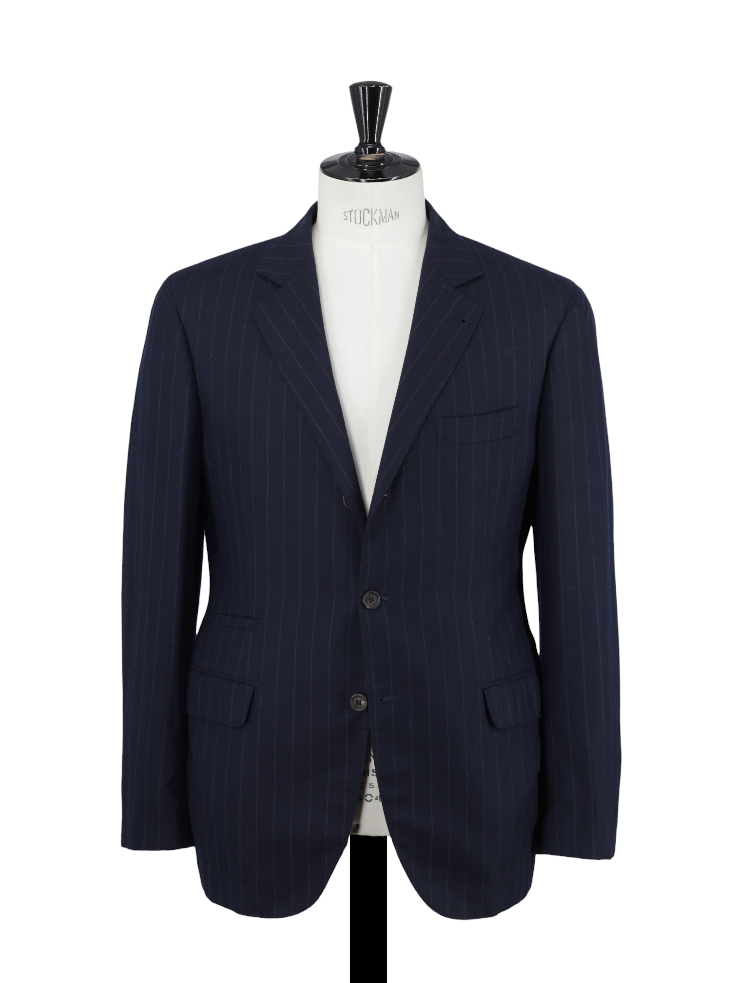 Brunello Cucinelli Navy Brushed Wool & Silk Pinstripe Suit