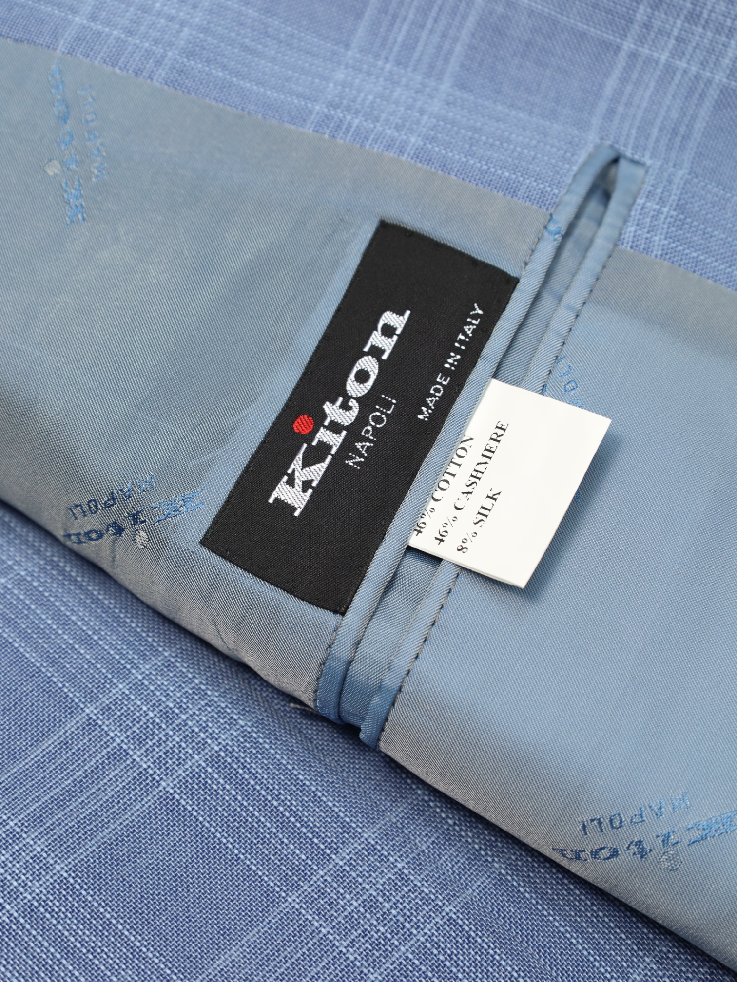 Kiton Light Blue Cotton, Cashmere & Silk Double Breasted Suit