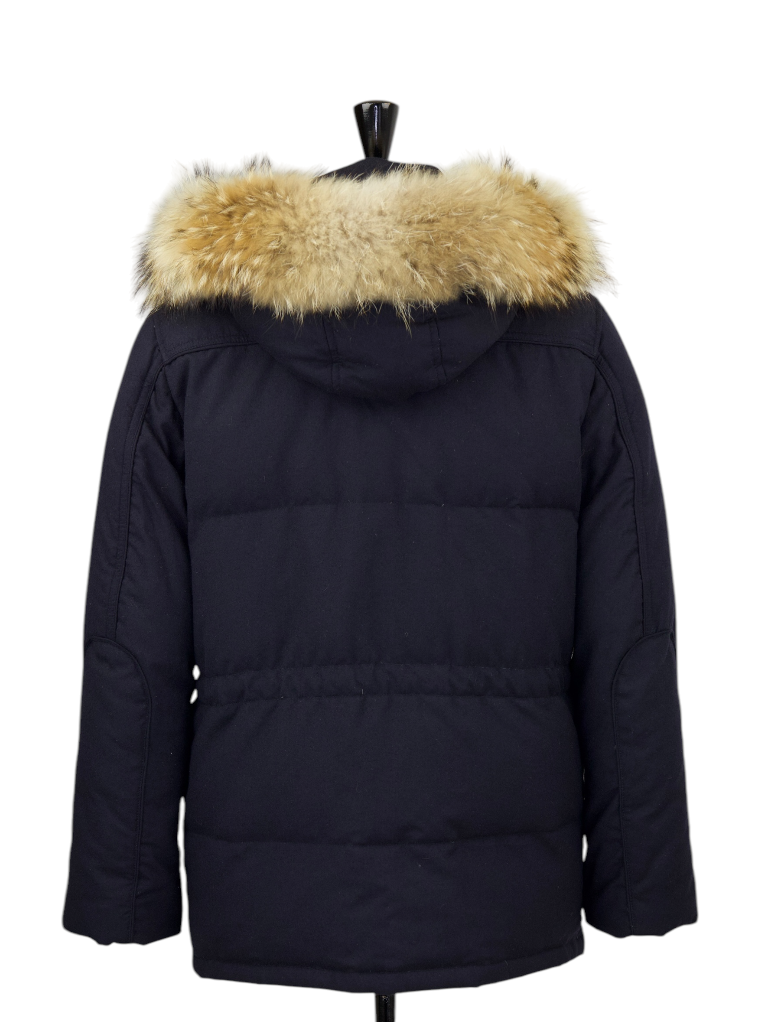 Corneliani ID Navy Wool Goose-Down Padded Parka + Coyote Fur Collar