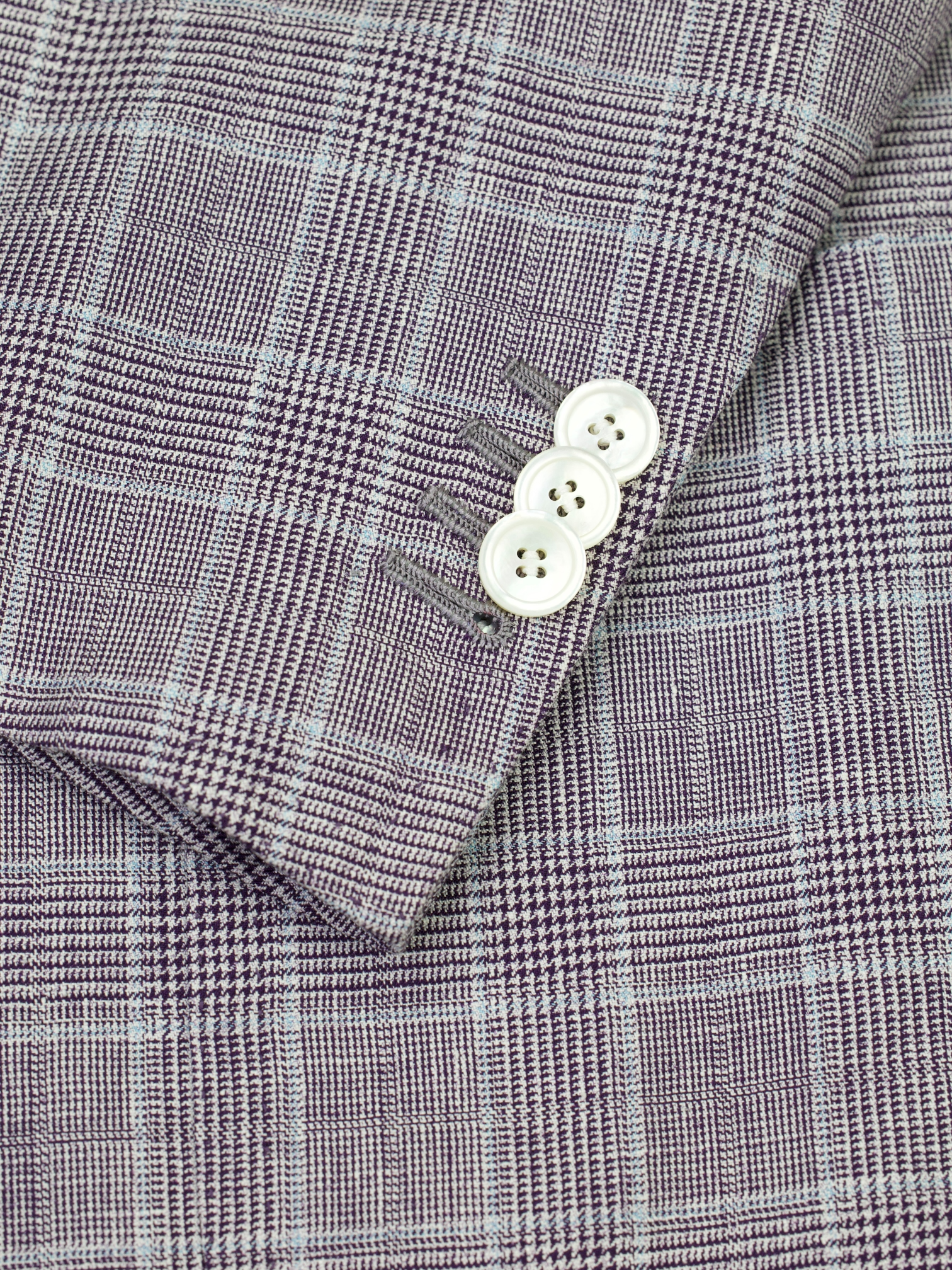 Cesare Attolini Soft Purple Wool, Silk & Linen Double-Breasted Glenplaid Jacket