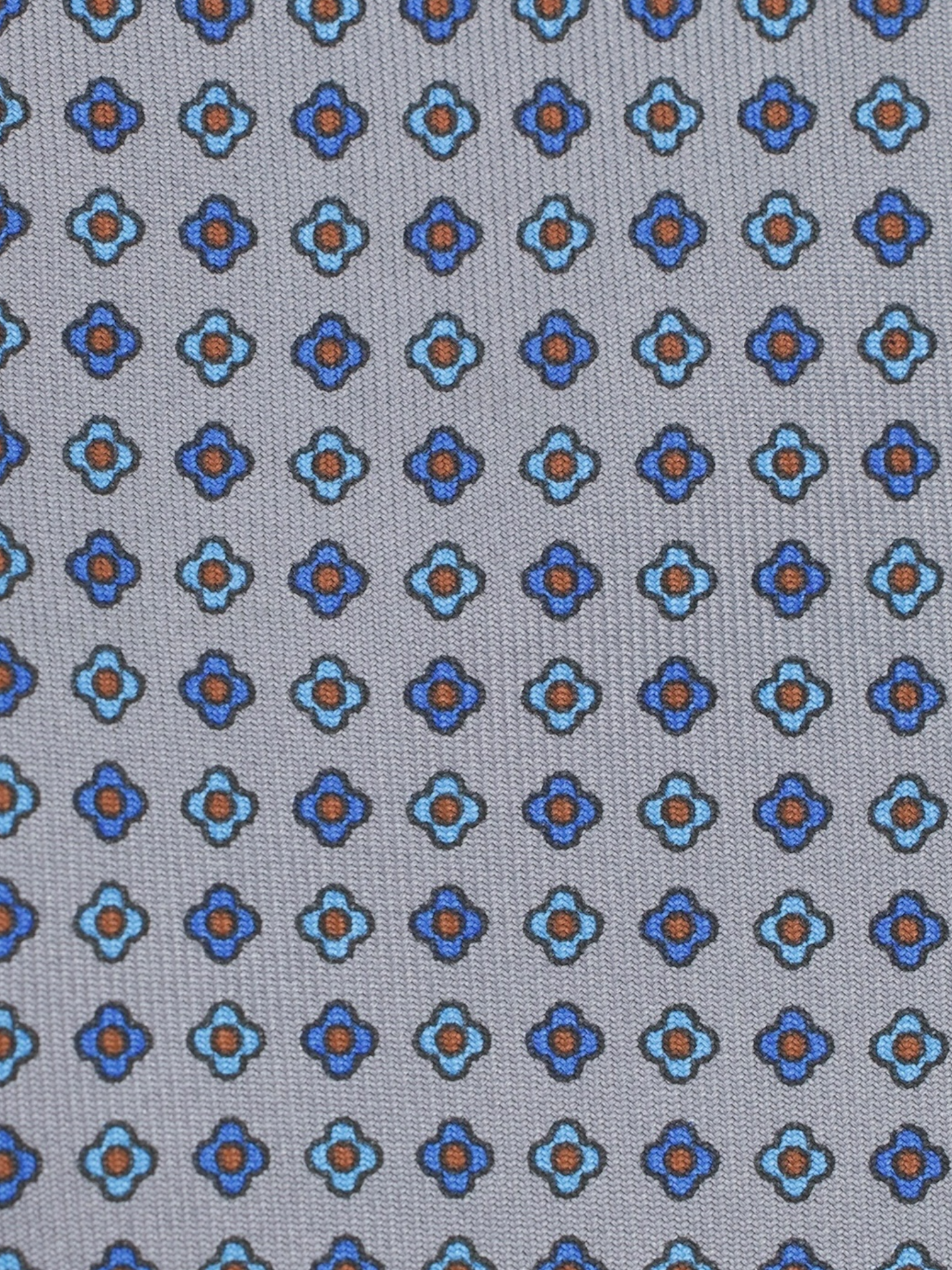 E.Marinella Grey & Light Blue Silk Floral Tie