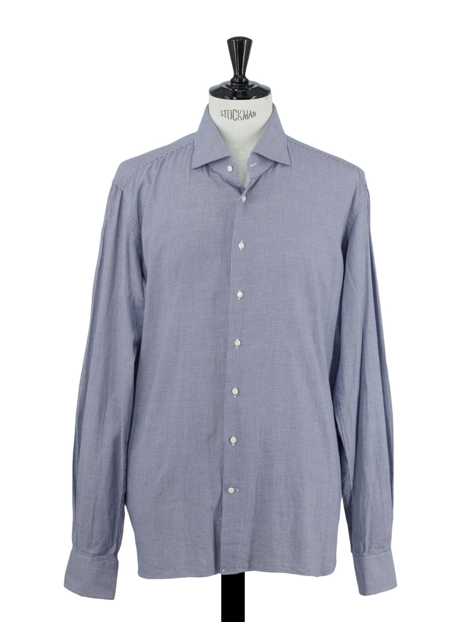 Emanuele Maffeis Navy & Light Blue Pure Cotton "Stretch" Puppytooth Shirt