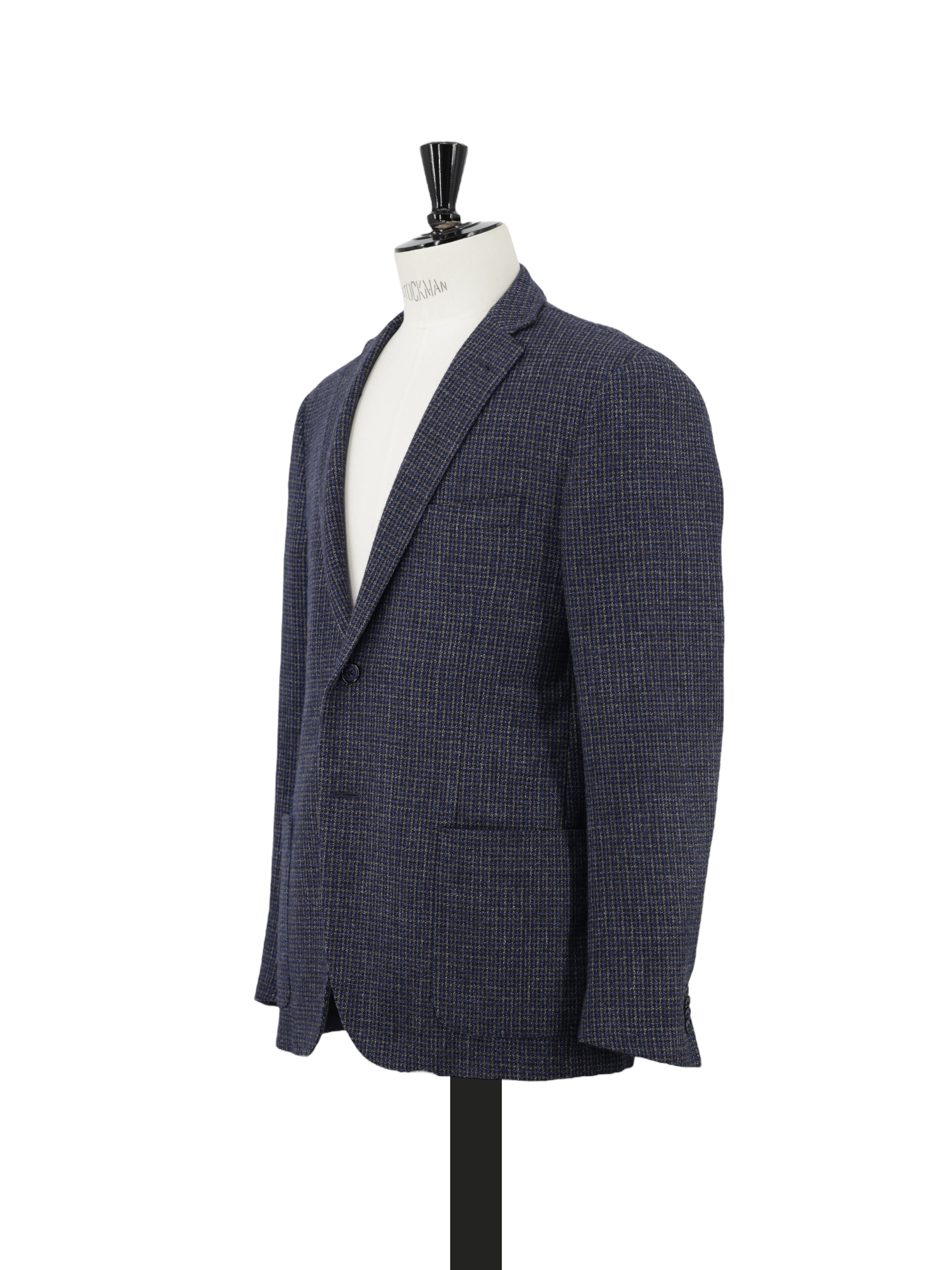 Corneliani Dark Blue & Light Brown Wool, Silk & Linen Check Jacket