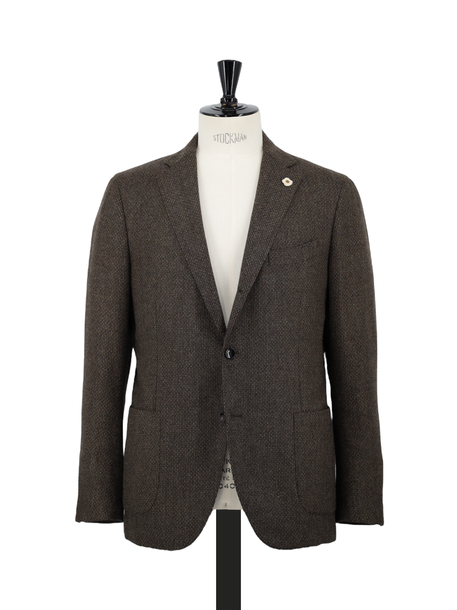 Lardini Brown Wool "Tessuto Exclusivo" Bicolor Micro-Pattern Jacket