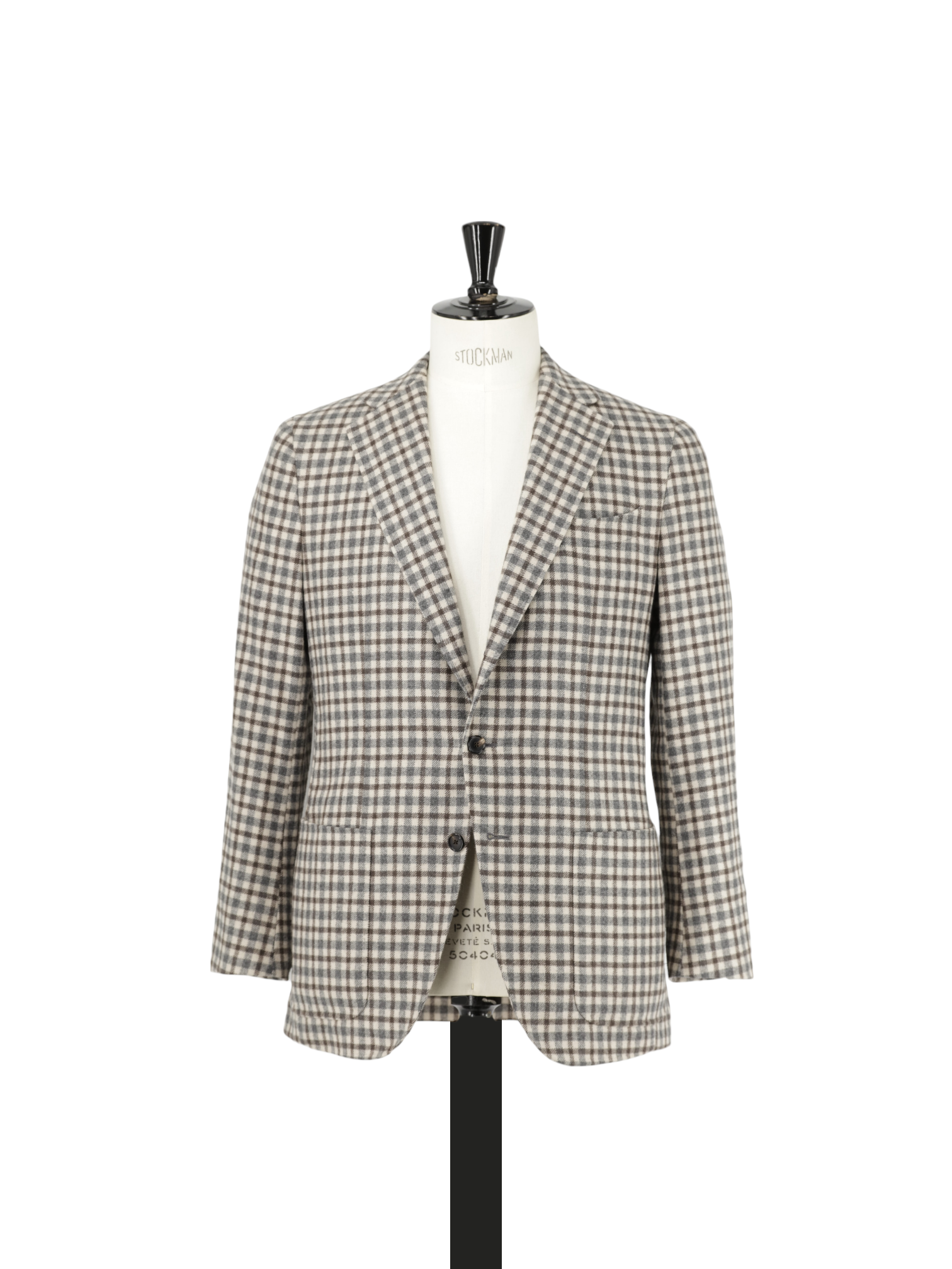 Caruso Ecru & Brown Pure Plushy Cashmere Checkered Jacket