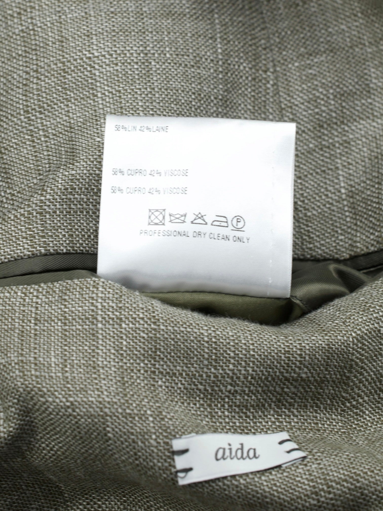 Caruso Light Sage Green Linen & Wool Plain-Weave Aida Jacket