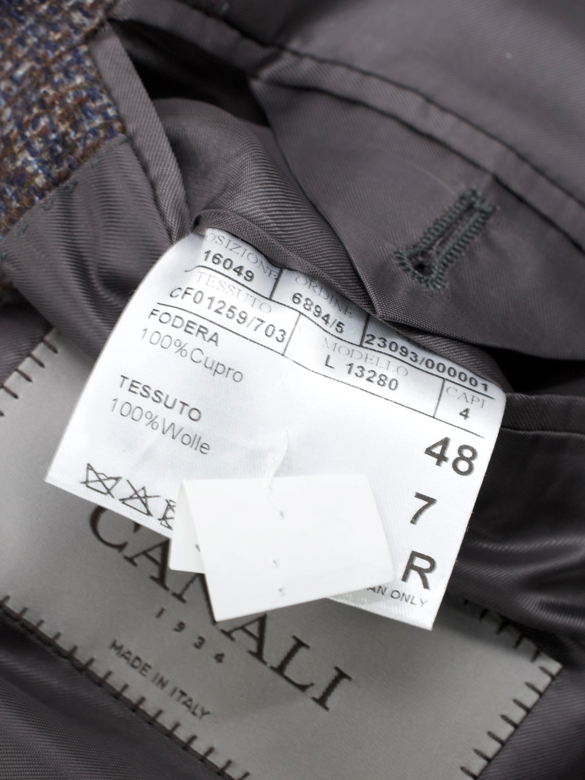 Canali Warm Taupe & Blue Wool Windowpane Jacket