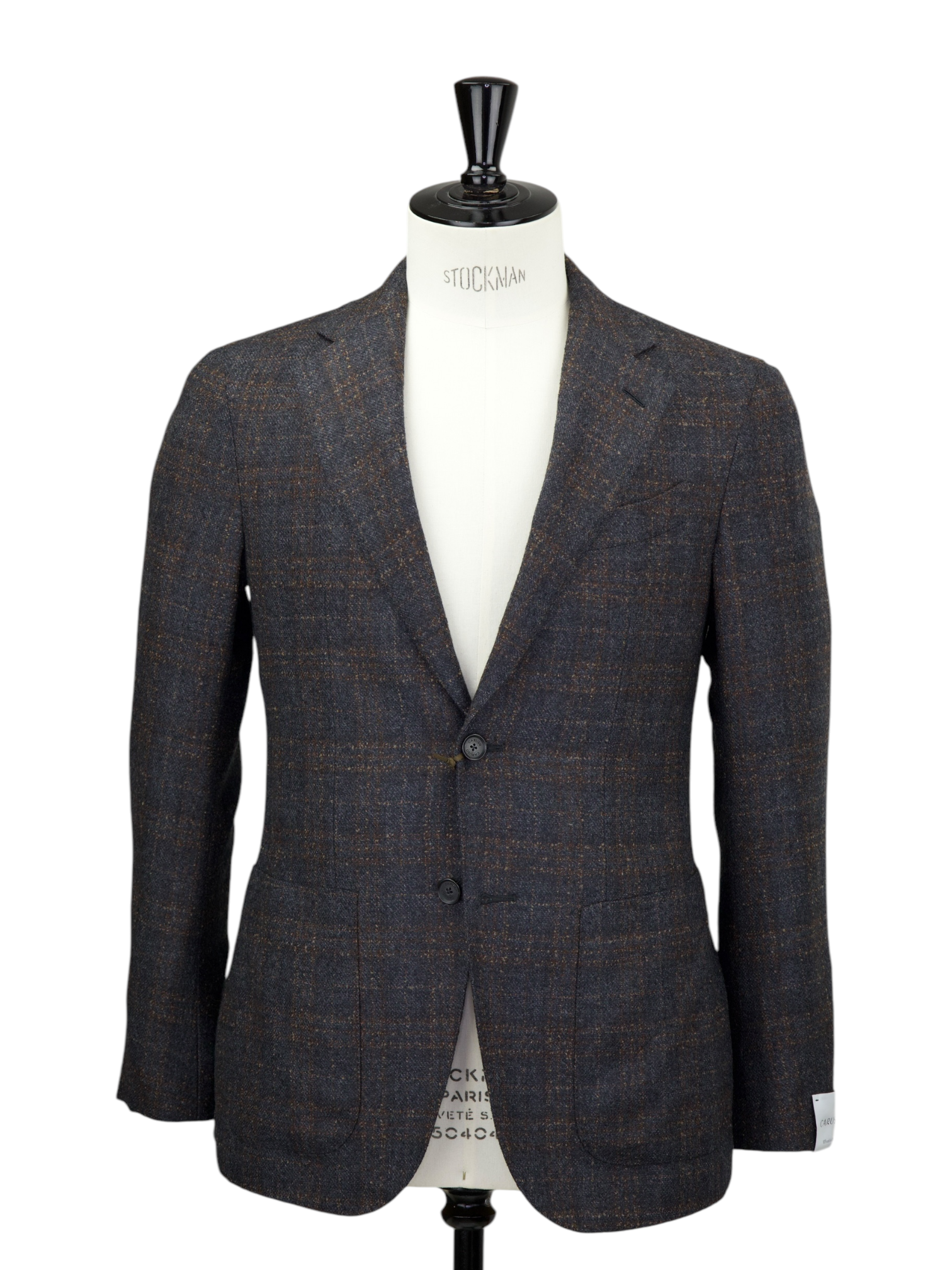 Caruso Dark Brown Wool-Stretch Micro-Pattern Aida Jacket