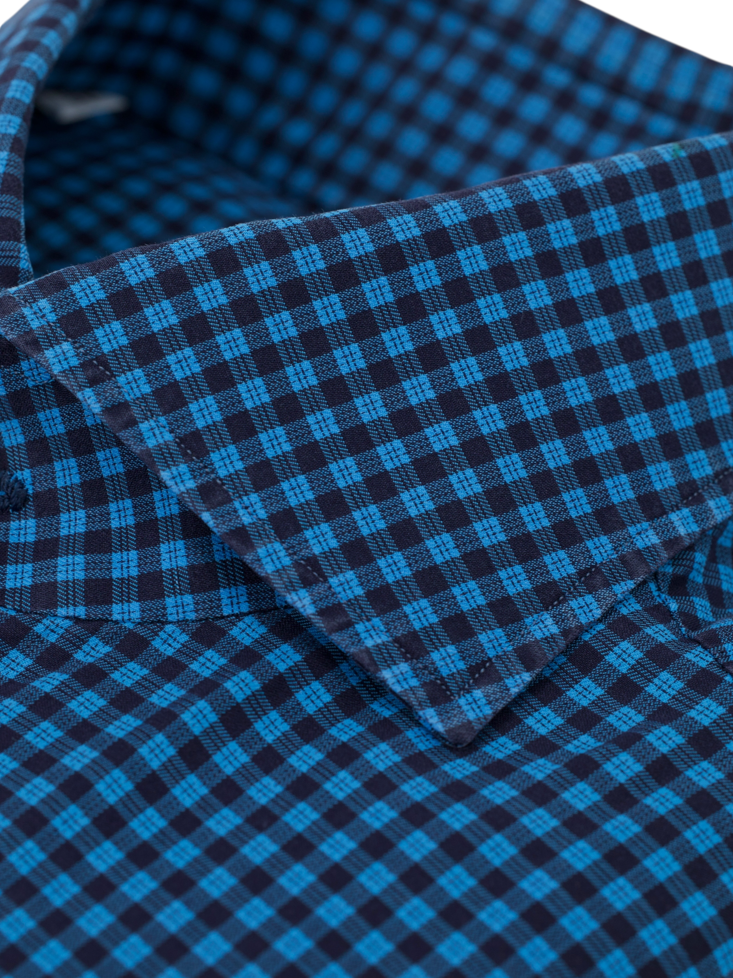 Kiton Petrol & Navy Fine-Cotton Gingham Check Shirt
