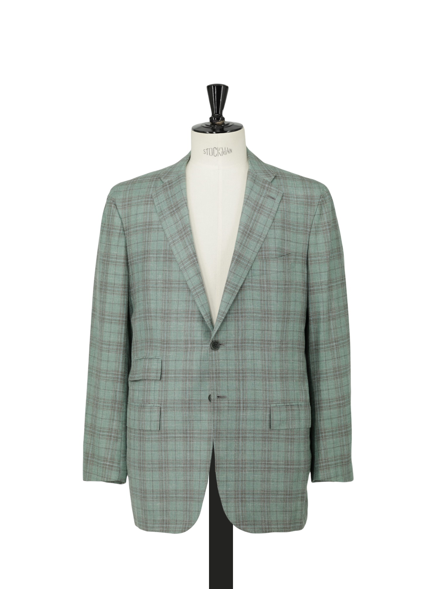 Kiton Mint Green Cashmere, Silk & Linen Tartan Jacket