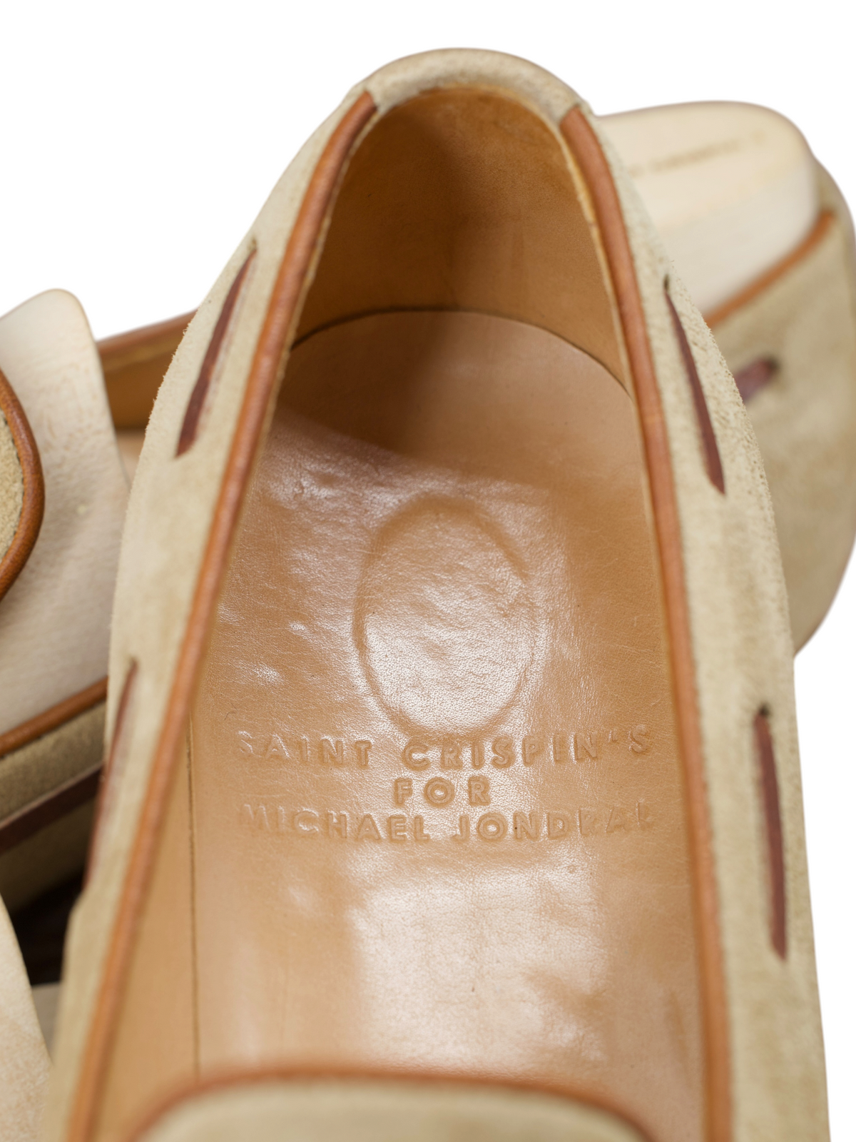 Saint Crispin's Beige Suede Norwegian X-Stitch Loafer
