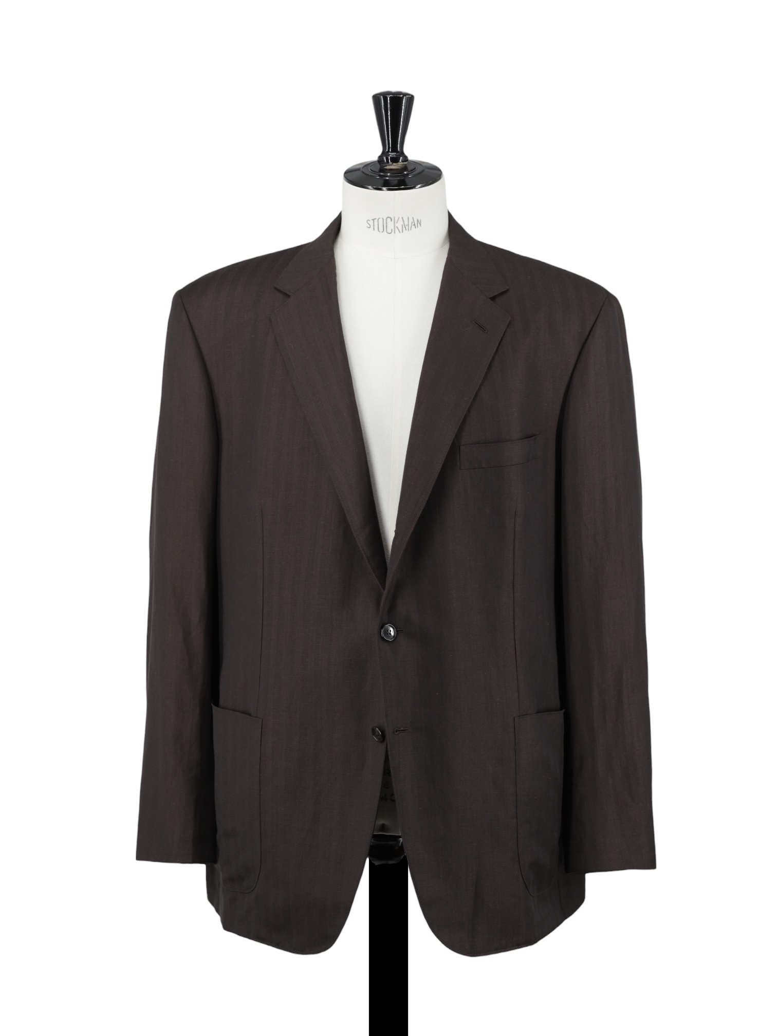 Brioni Chocolate Brown Linen & Wool Herringbone Parlamento Jacket