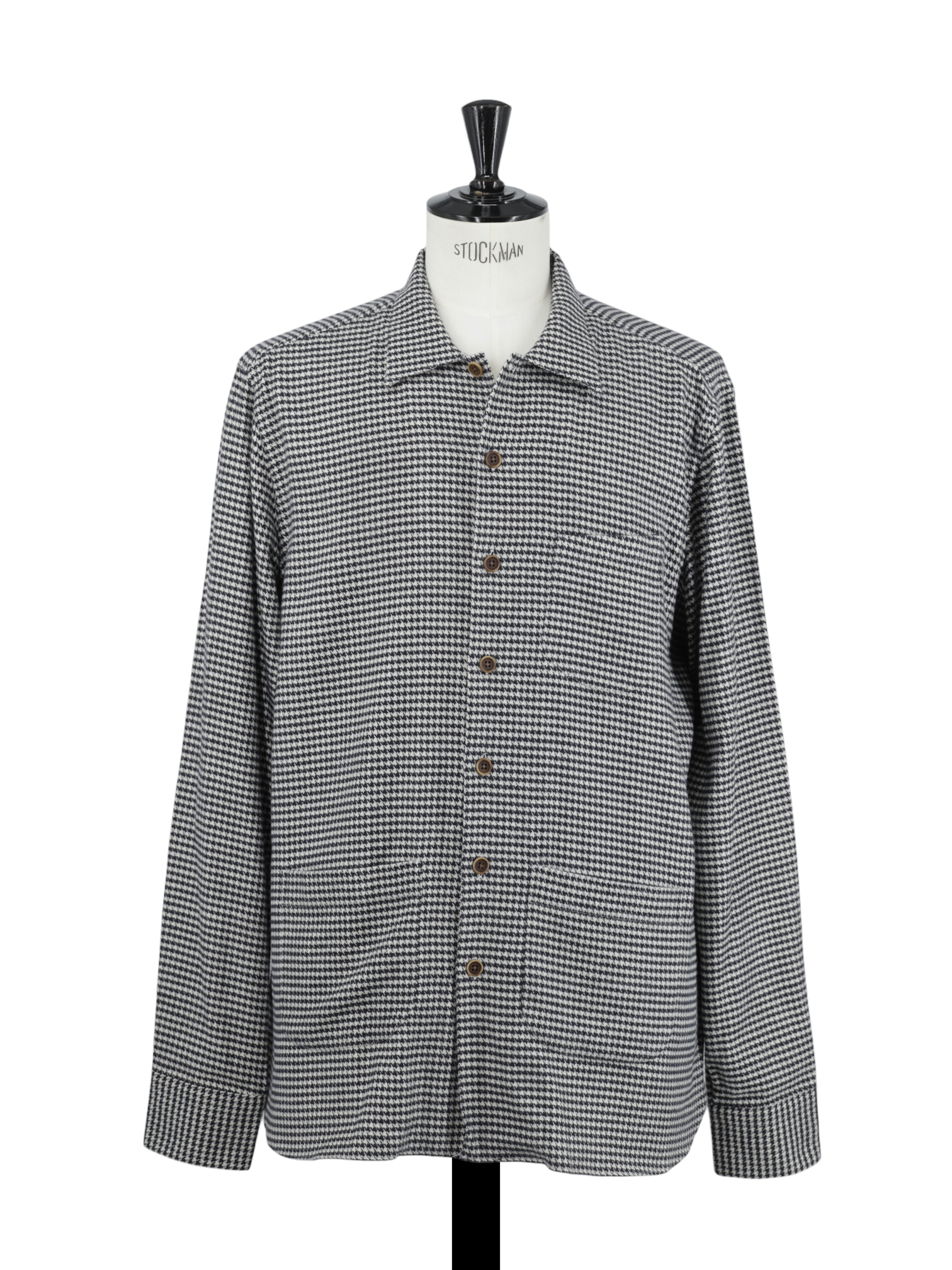 Borriello Black & White Heavyweight Cotton-Flannel Pied de Poule Overshirt