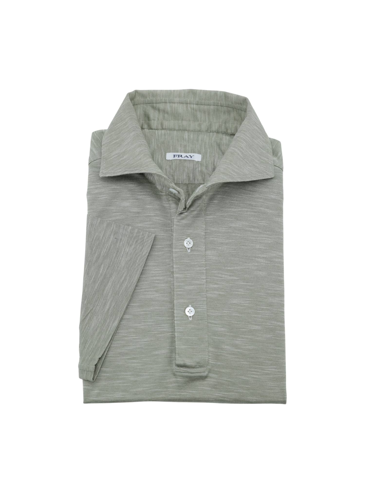 Fray Sage Green Cotton Jersey Melange Pop-Over Shirt