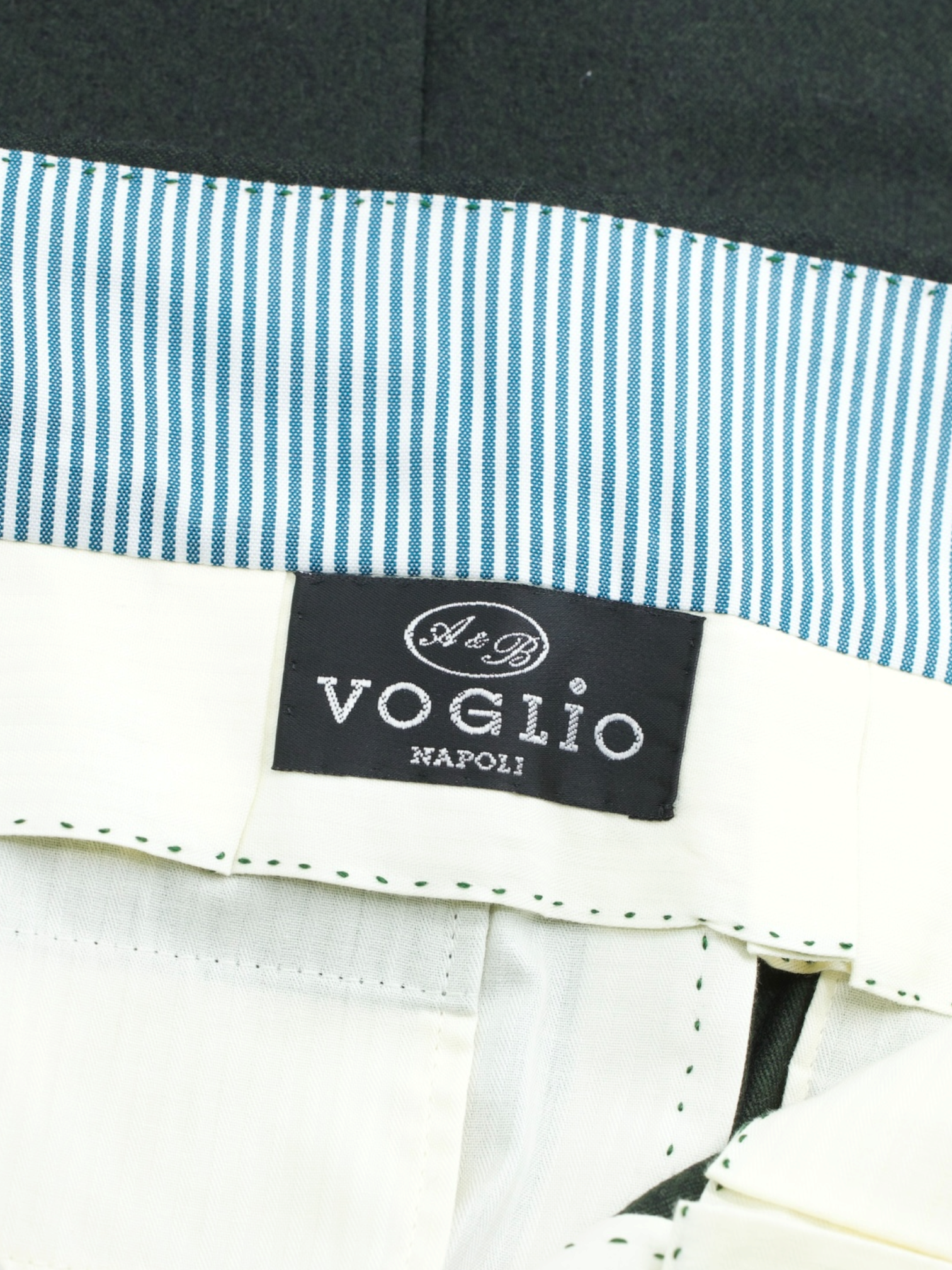 Sartoria Voglio Dark Green Wool & Cashmere Flannel Sartorial Trousers