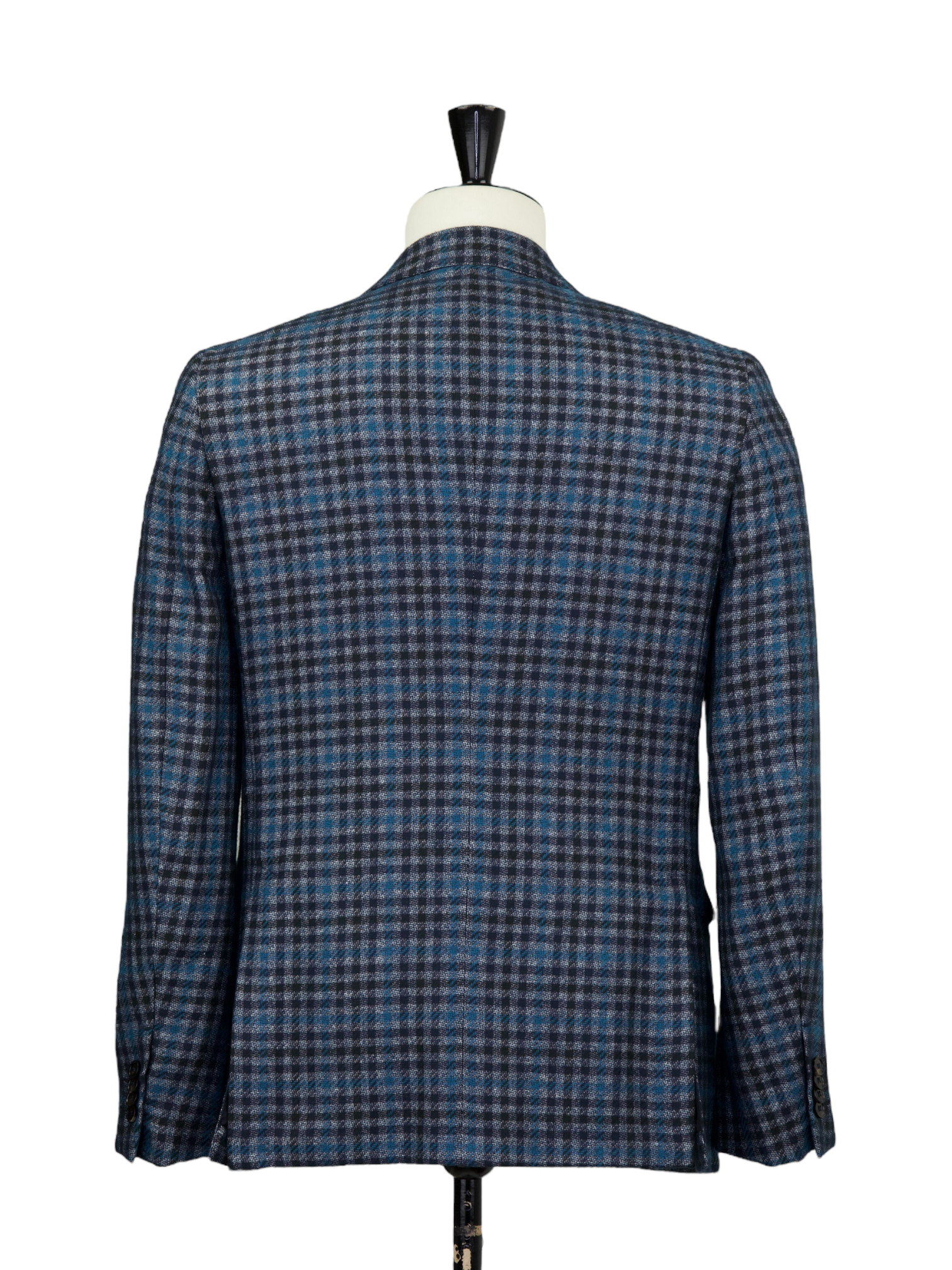 Ermenegildo Zegna Navy & Turquoise Silk & Cashmere Gingham Check Jacket