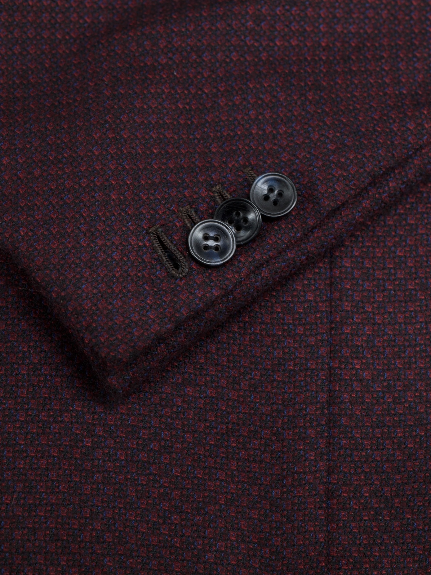 Kiton Burgundy & Navy Pure Cashmere Micro-Pattern Jacket