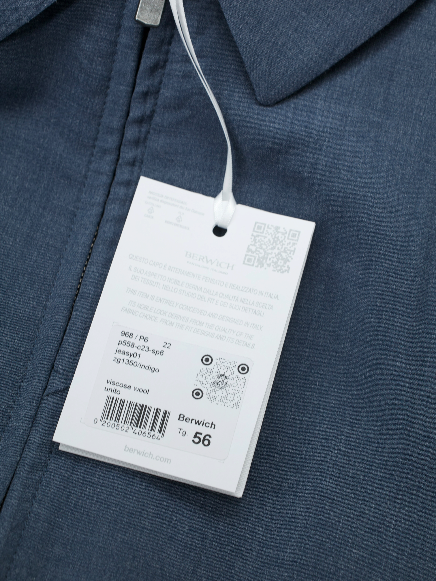 Berwich x Zignone Ocean Blue Wool & Viscose Blouson Jacket