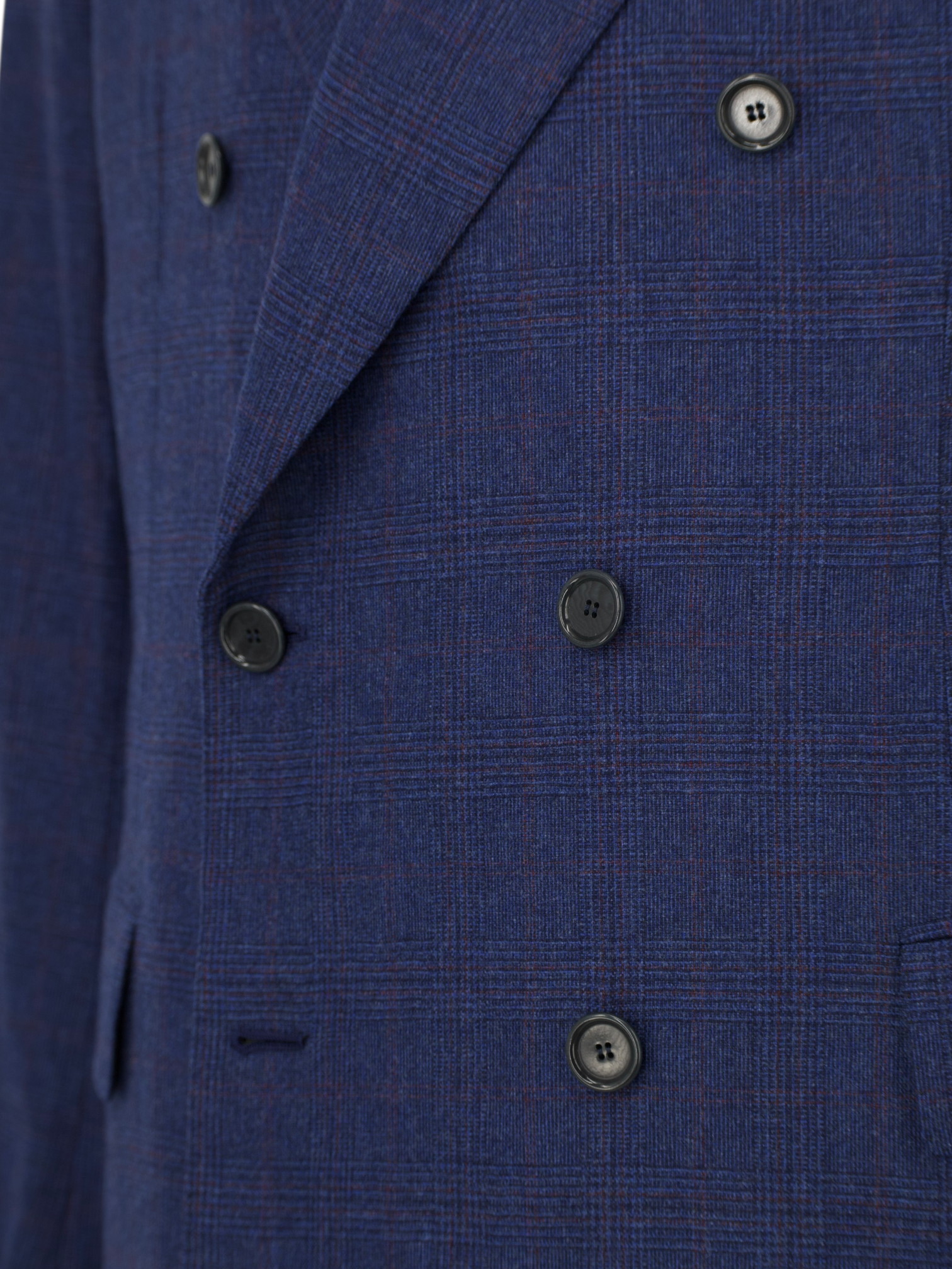 Cesare Attolini Blue & Red Super 170's & Cashmere Double Breasted Glenplaid Suit