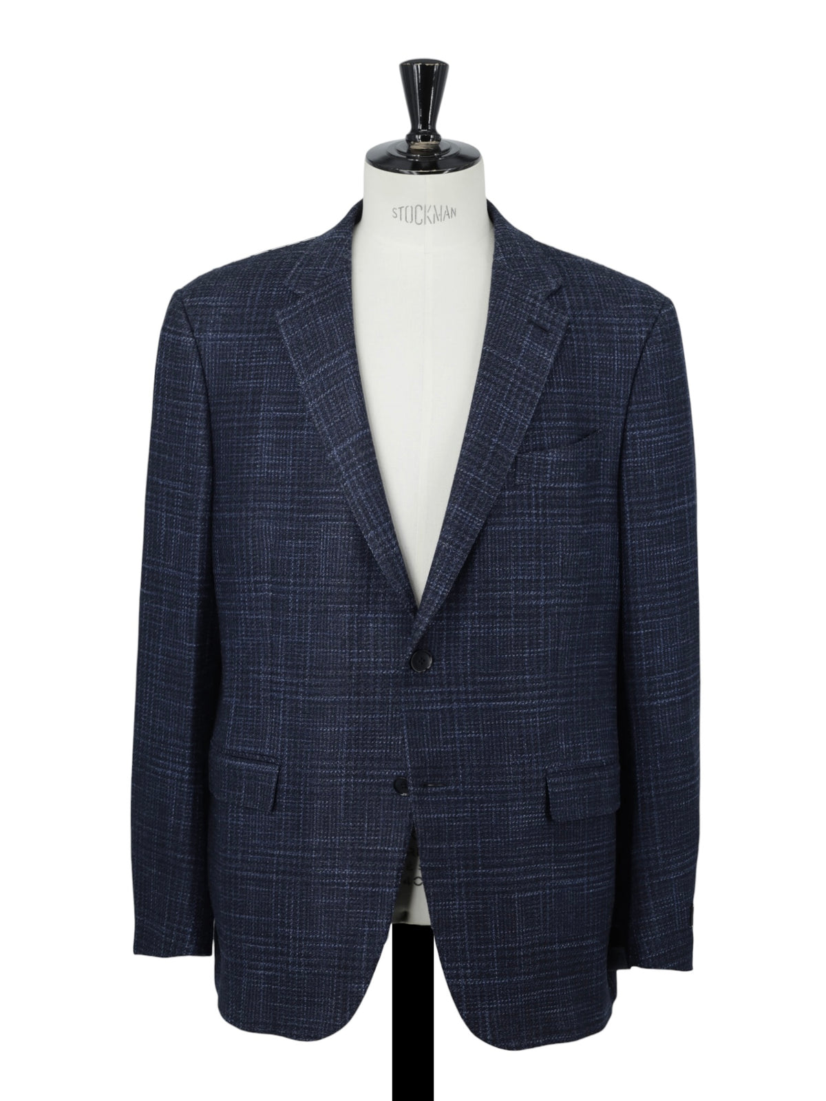 Ermenegildo Zegna Dark Blue Wool, Silk & Cashmere "Winter Crossover" Checkered Jacket
