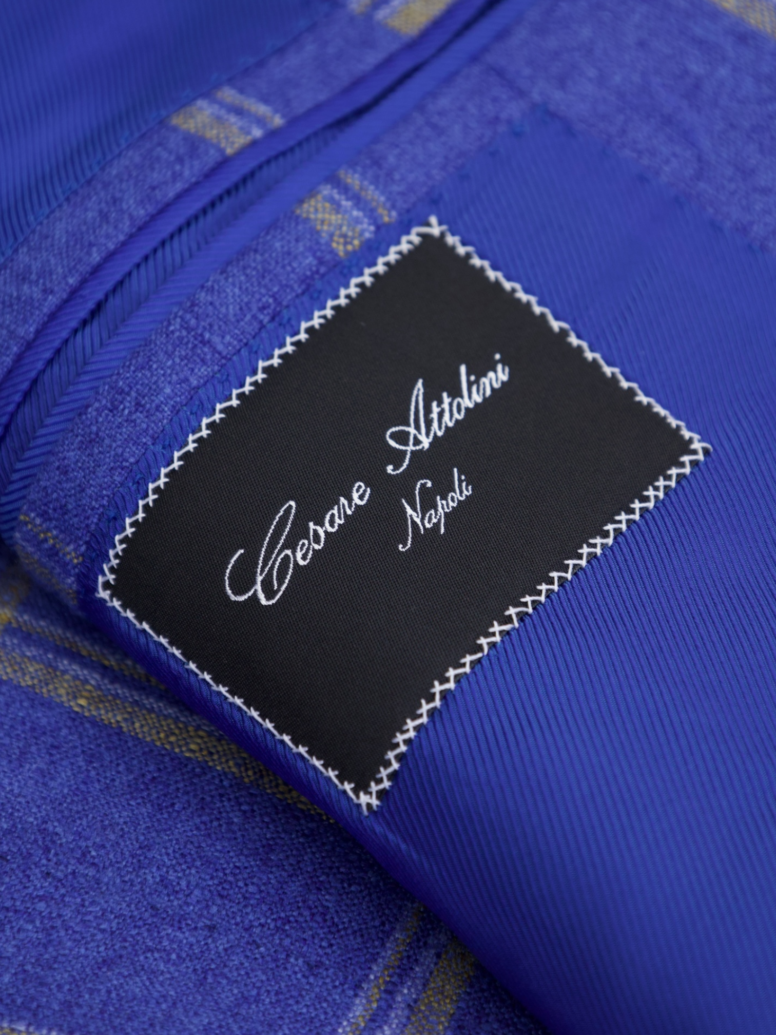 Cesare Attolini Azure Blue Silk & Cashmere Windowpane Jacket