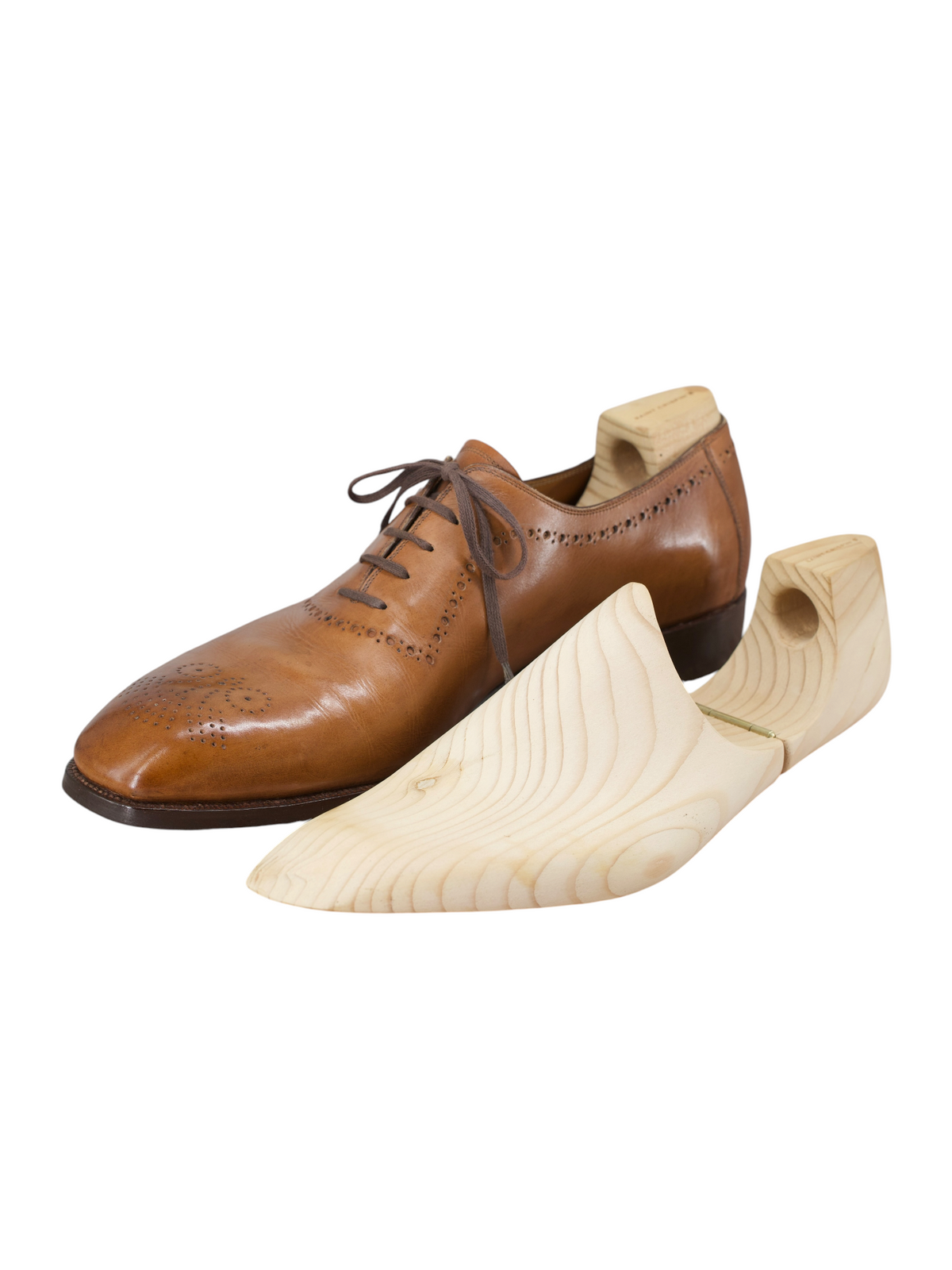 Saint Crispin's Cognac Brown Perforated Whole-Cut Oxford Shoes