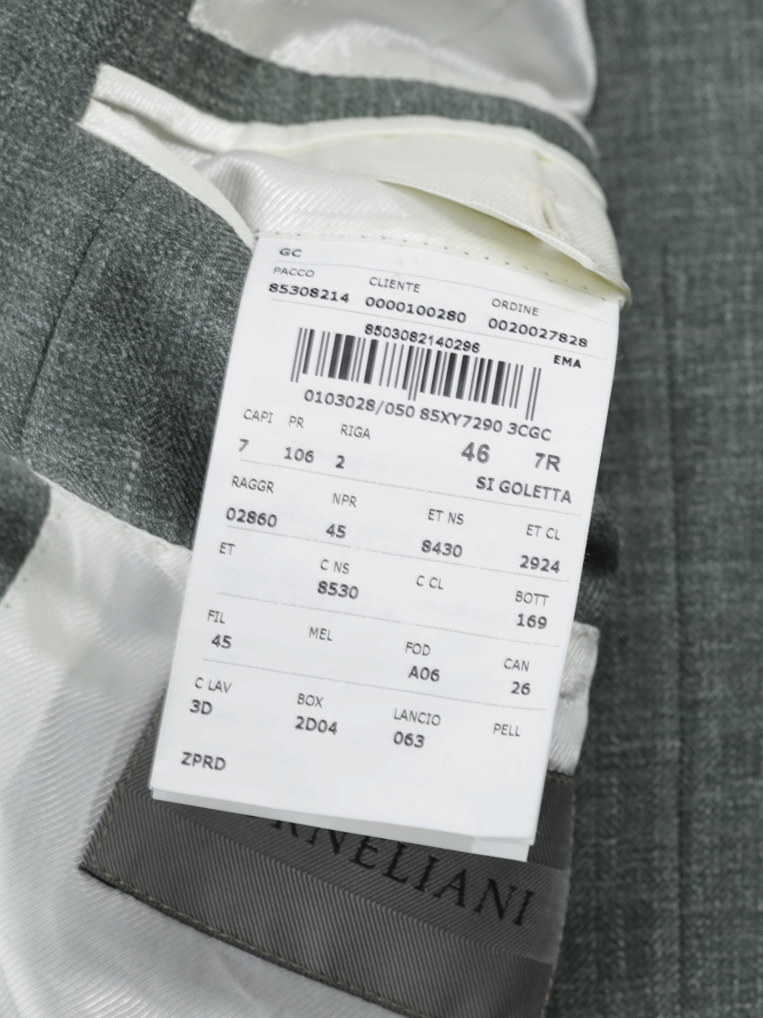 Corneliani Sage Green Wool, Silk & Linen Melange Jacket