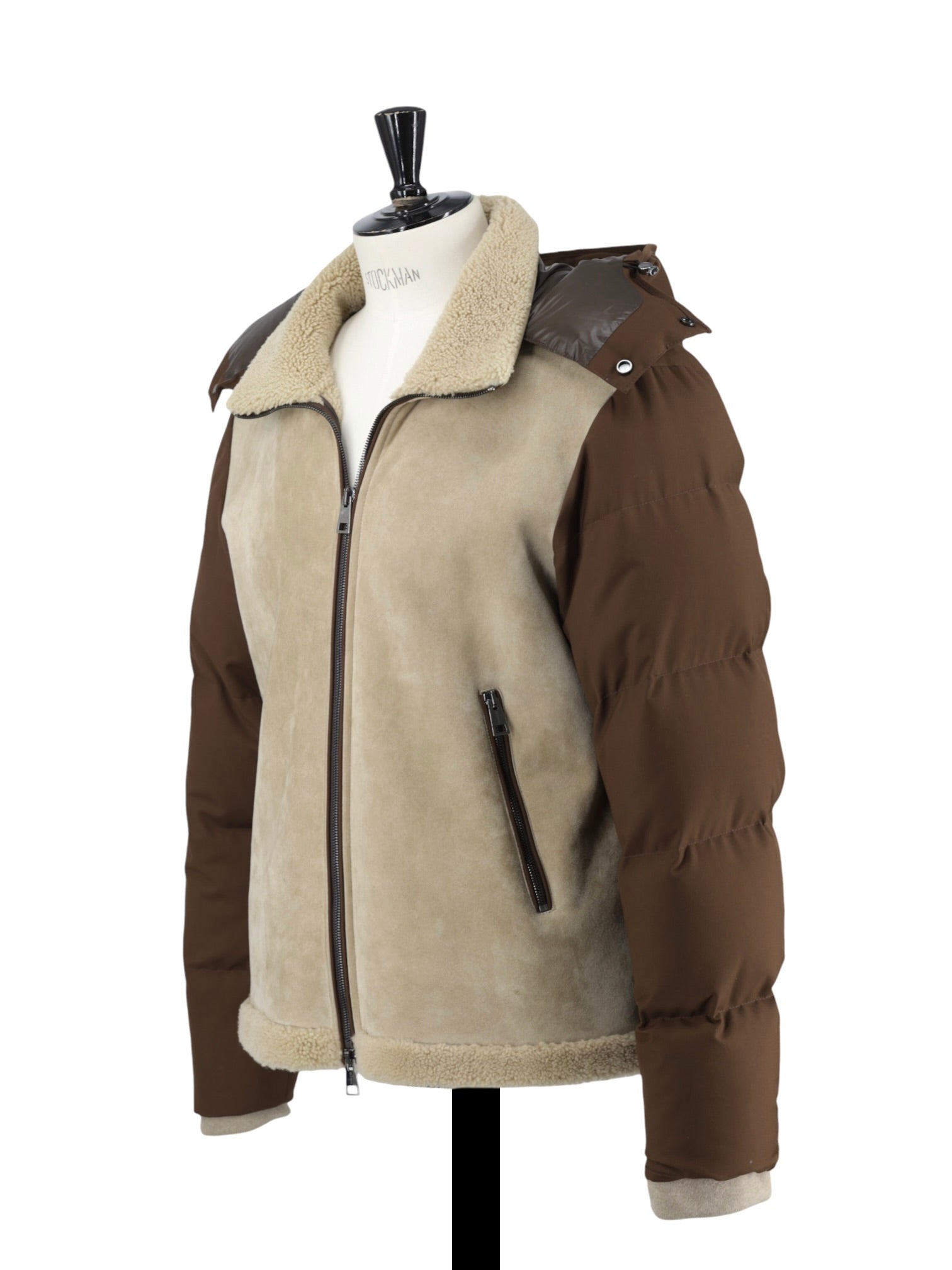 Kiton Brown Lambskin-Lammy & Waterrepellent Sartorial Puffer Jacket