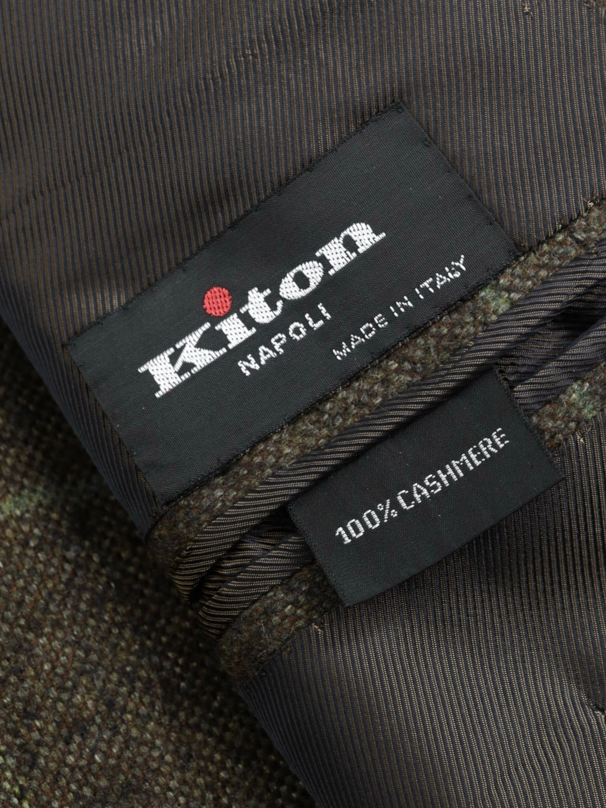 Kiton Taupe & Green Pure Cashmere Windowpane Jacket