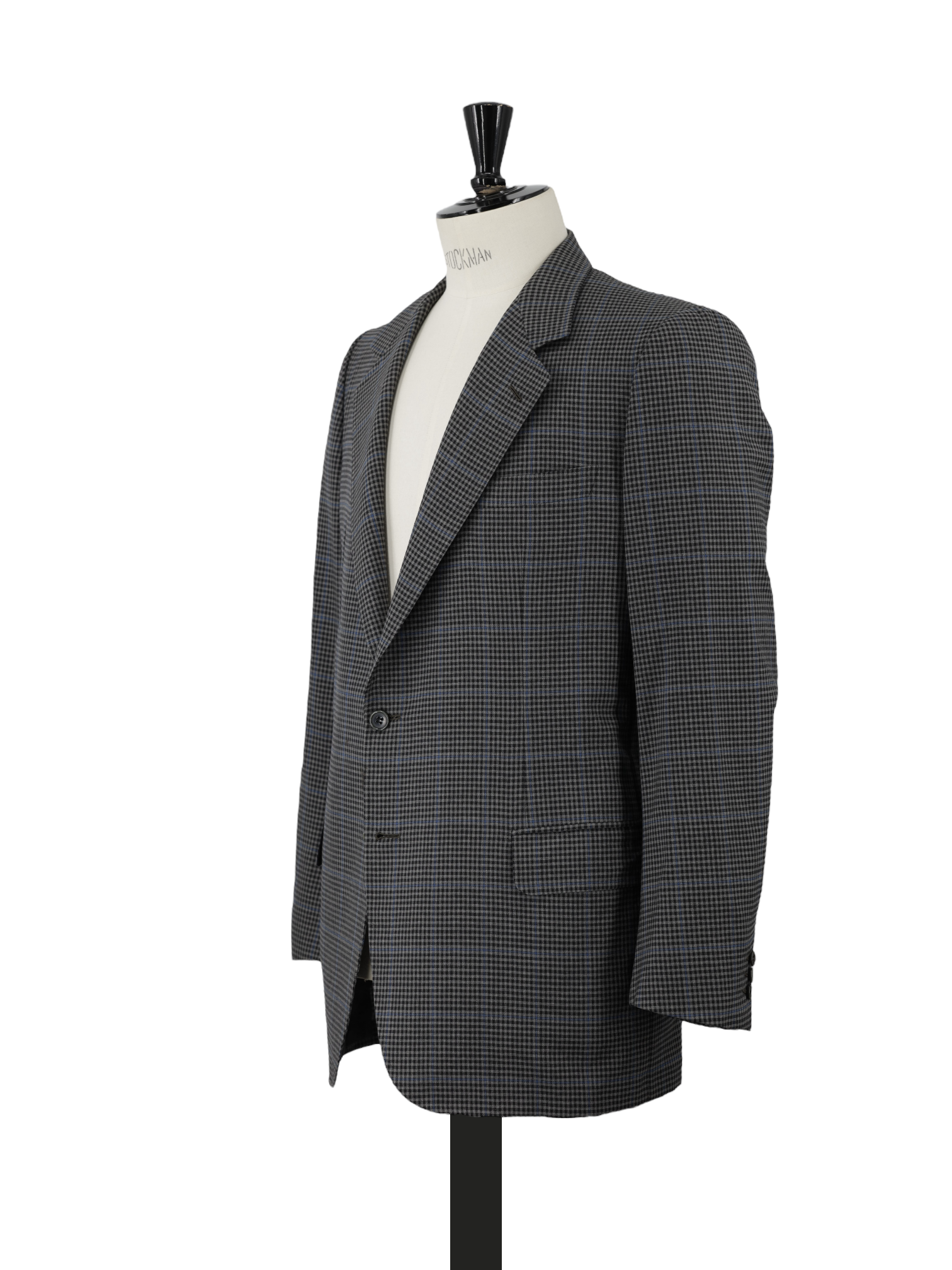 Brioni Vintage Grey & Light Blue Wool Windowpane Jacket