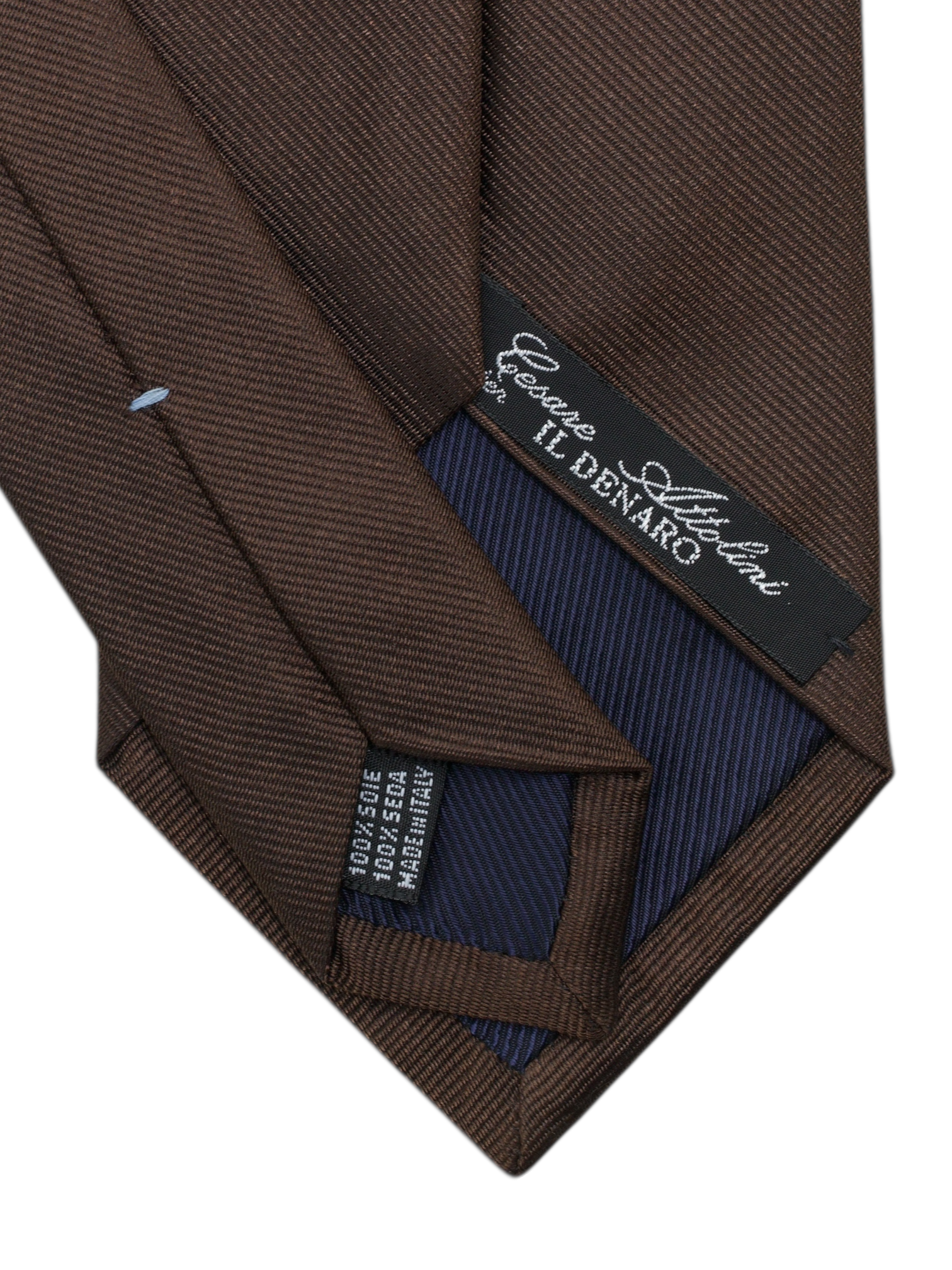 Cesare Attolini Dark Brown & Light Blue Silk Satin Tie