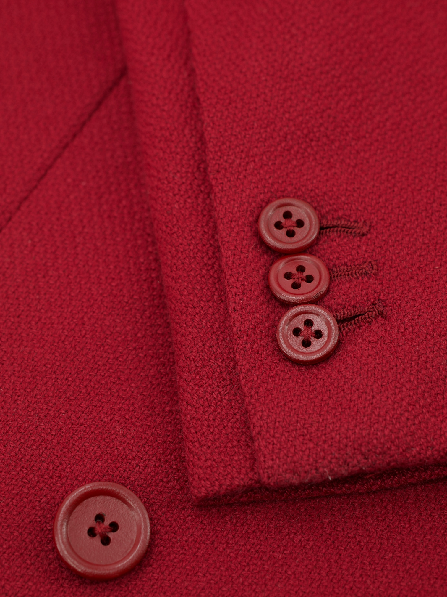 Kiton Cherry Red Pure-Cashmere Double Breasted Micro-Structure Jacket
