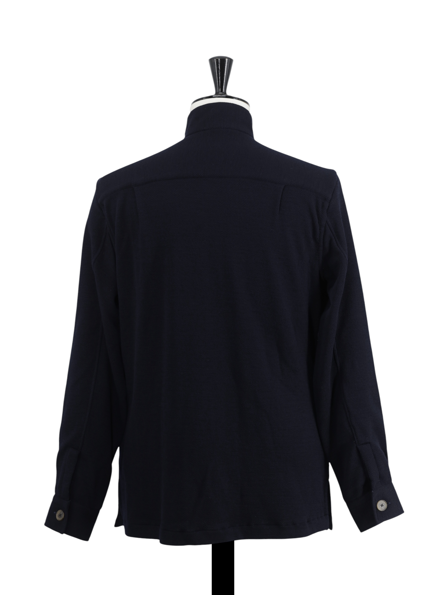 100 Hands Black Piqué-Knitted Wool Mandarin-Collar Traveller Jacket