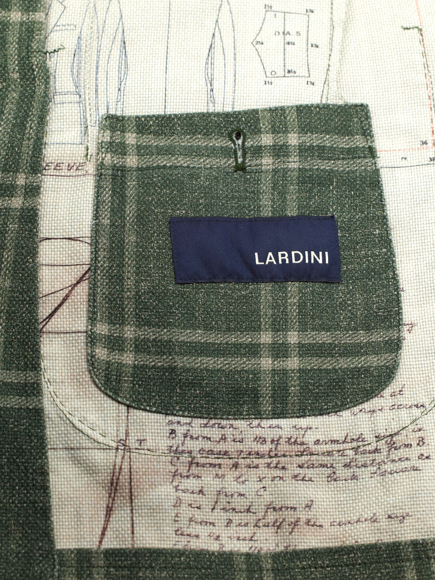 Lardini Khaki Green Cotton Tartan Check Jacket