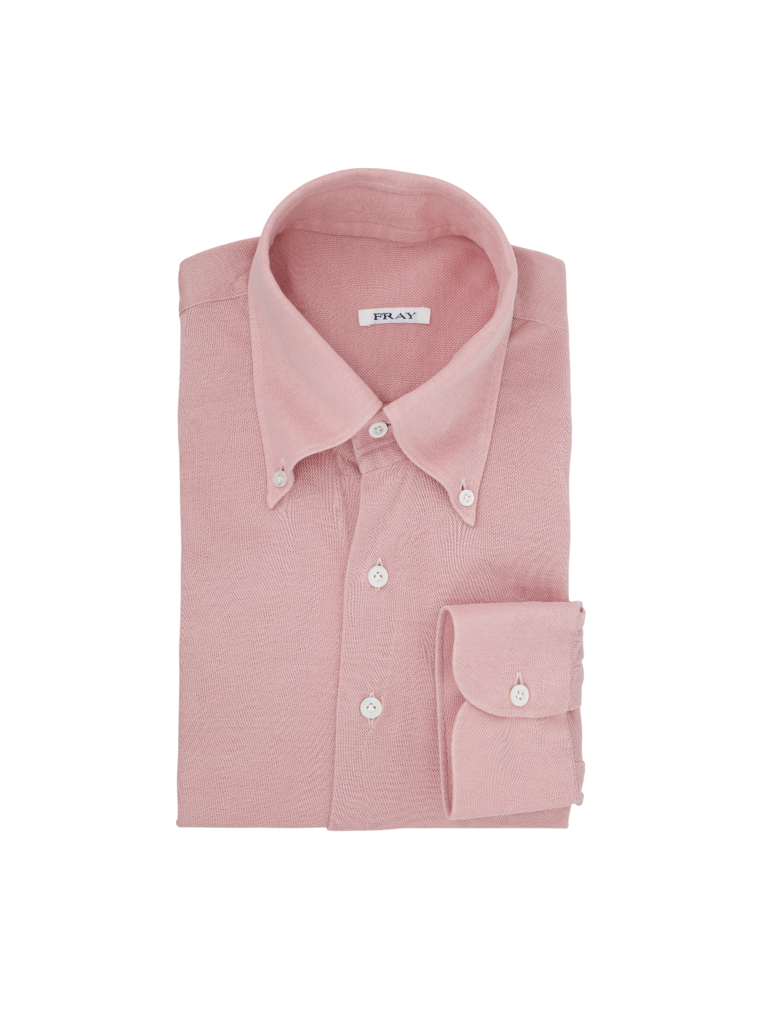 Fray Salmon Pink Cotton Piqué Knitted Button-Down Shirt