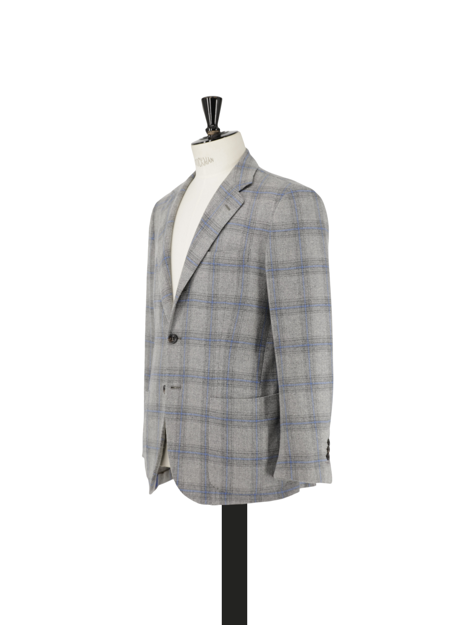 Kiton Grey & Light Blue Pure Cashmere Windowpane Jacket