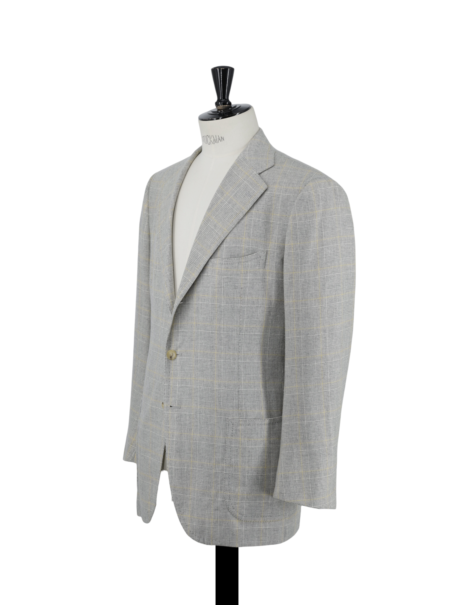 Cesare Attolini Light Grey & Yellow Pure Cashmere Prince of Wales Jacket