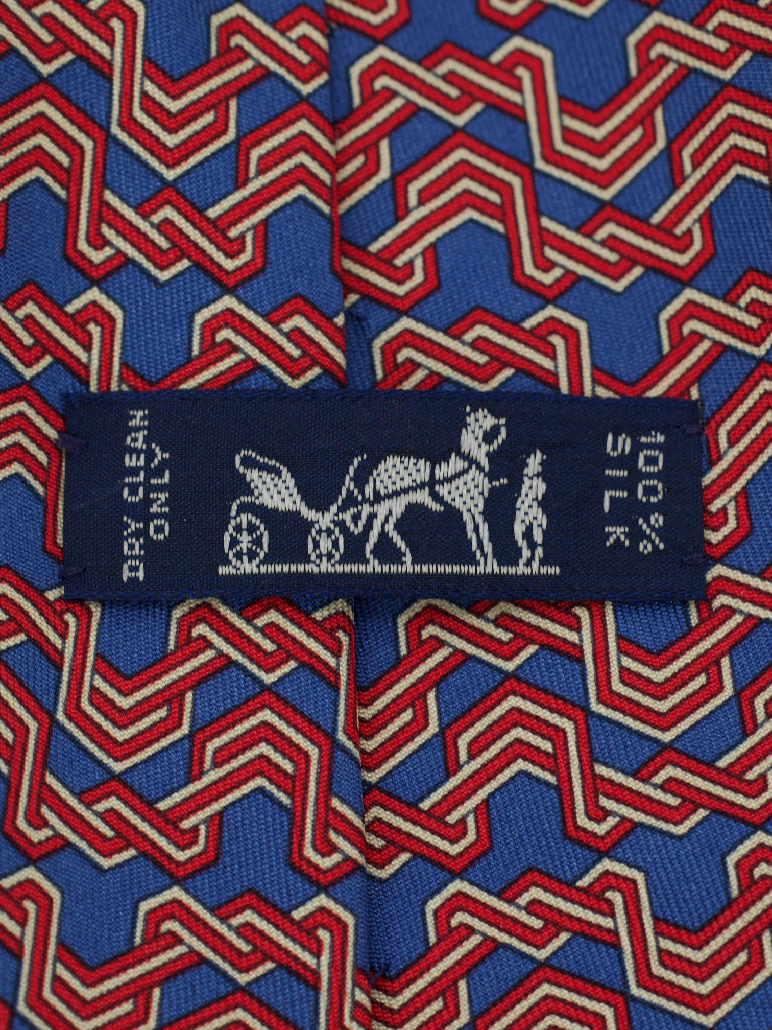 Hermès Blue & Red Silk Zigzag Tie