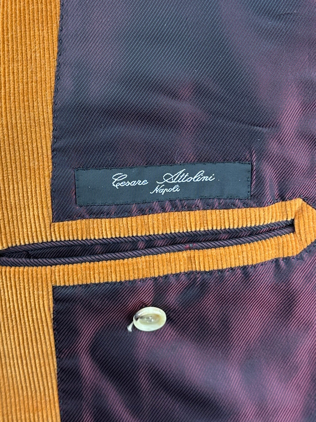 Cesare Attolini Orange Cotton & Cashmere Needlecord Jacket