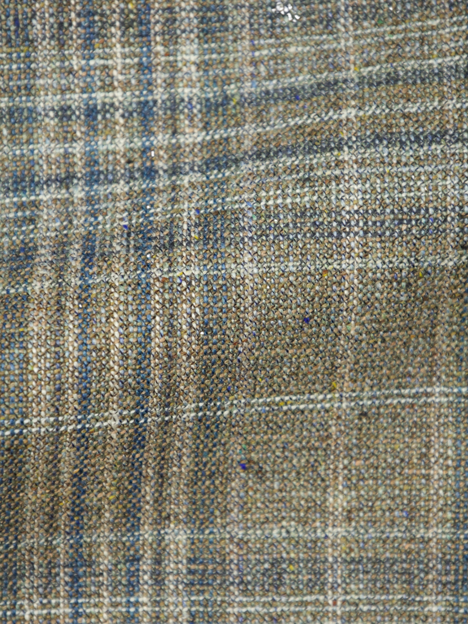 Corneliani Taupe & Denim Blue Silk & Wool Tartan Jacket