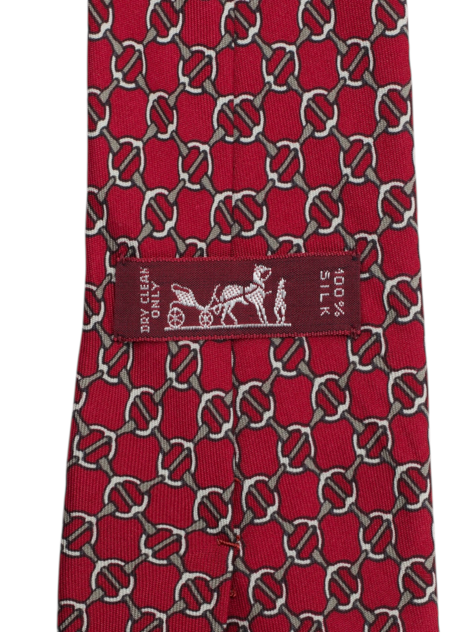 Hermès Dark Red Silk Horsebit Pattern Tie